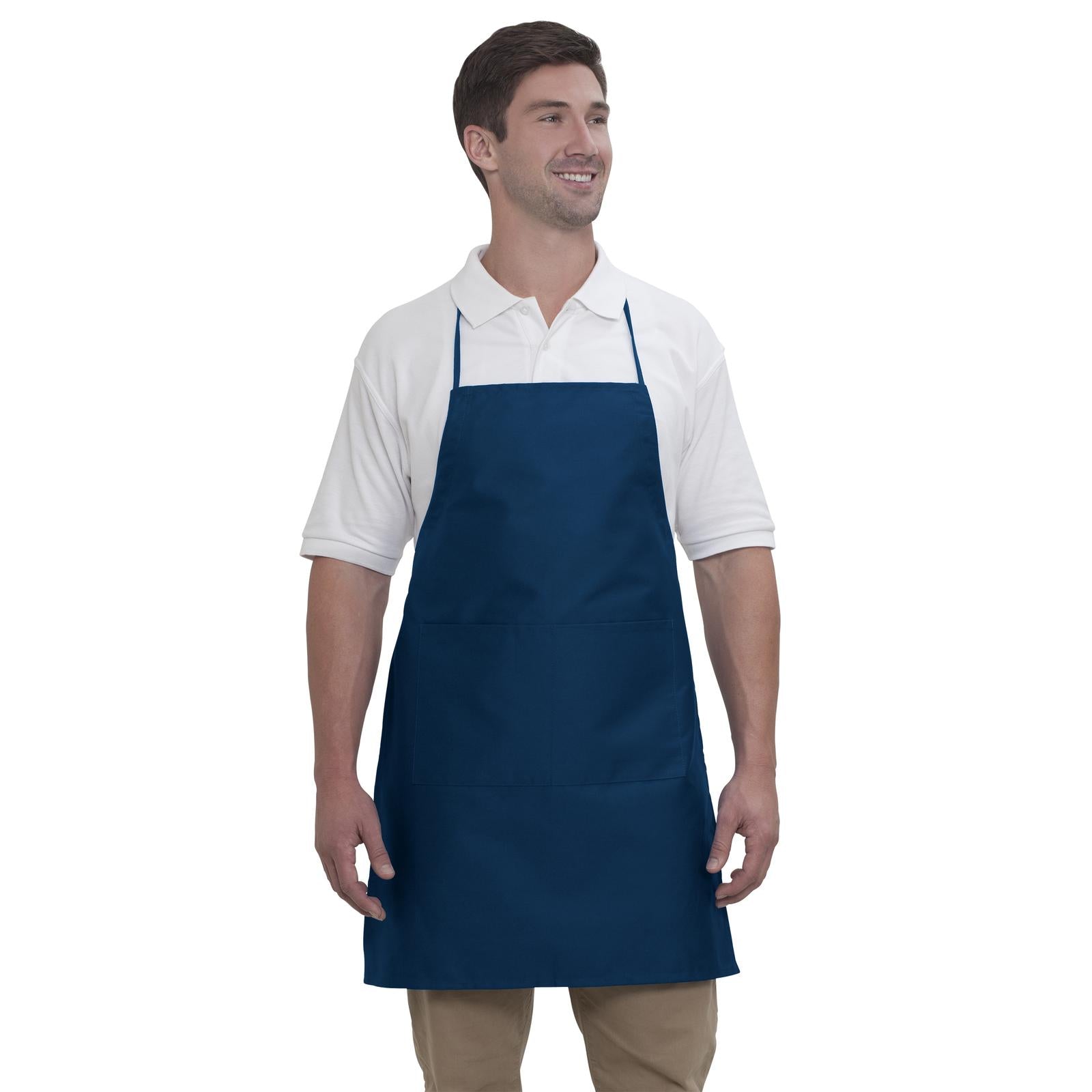 Custom Embroidered or DTF Printed - OTTO 2 Pocket Full Length Adjustable Bib Apron