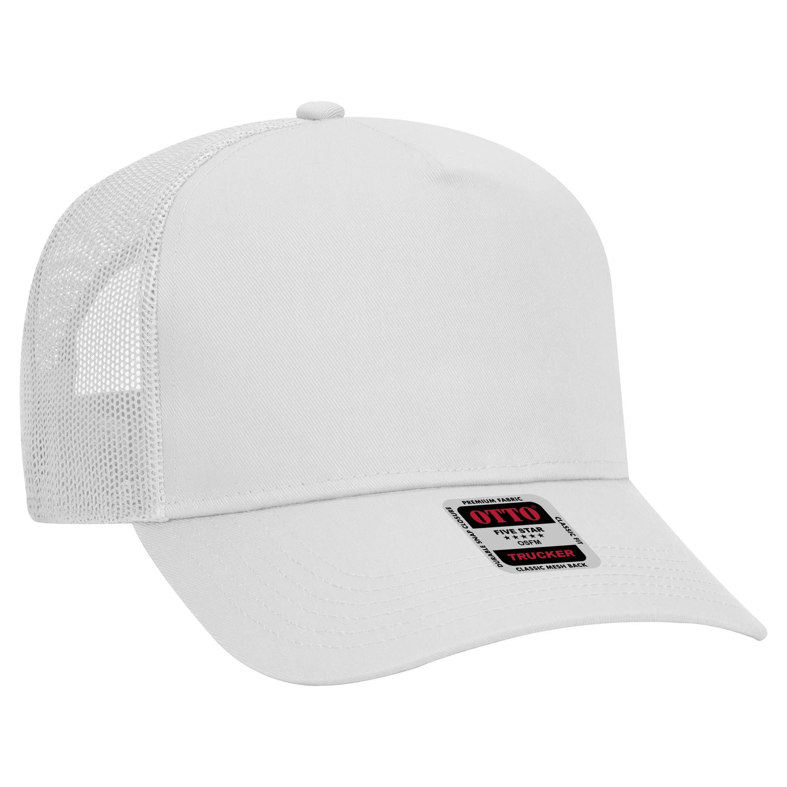 Custom Embroidered - OTTO CAP 5 Panel Mid Profile Mesh Back Trucker Hat