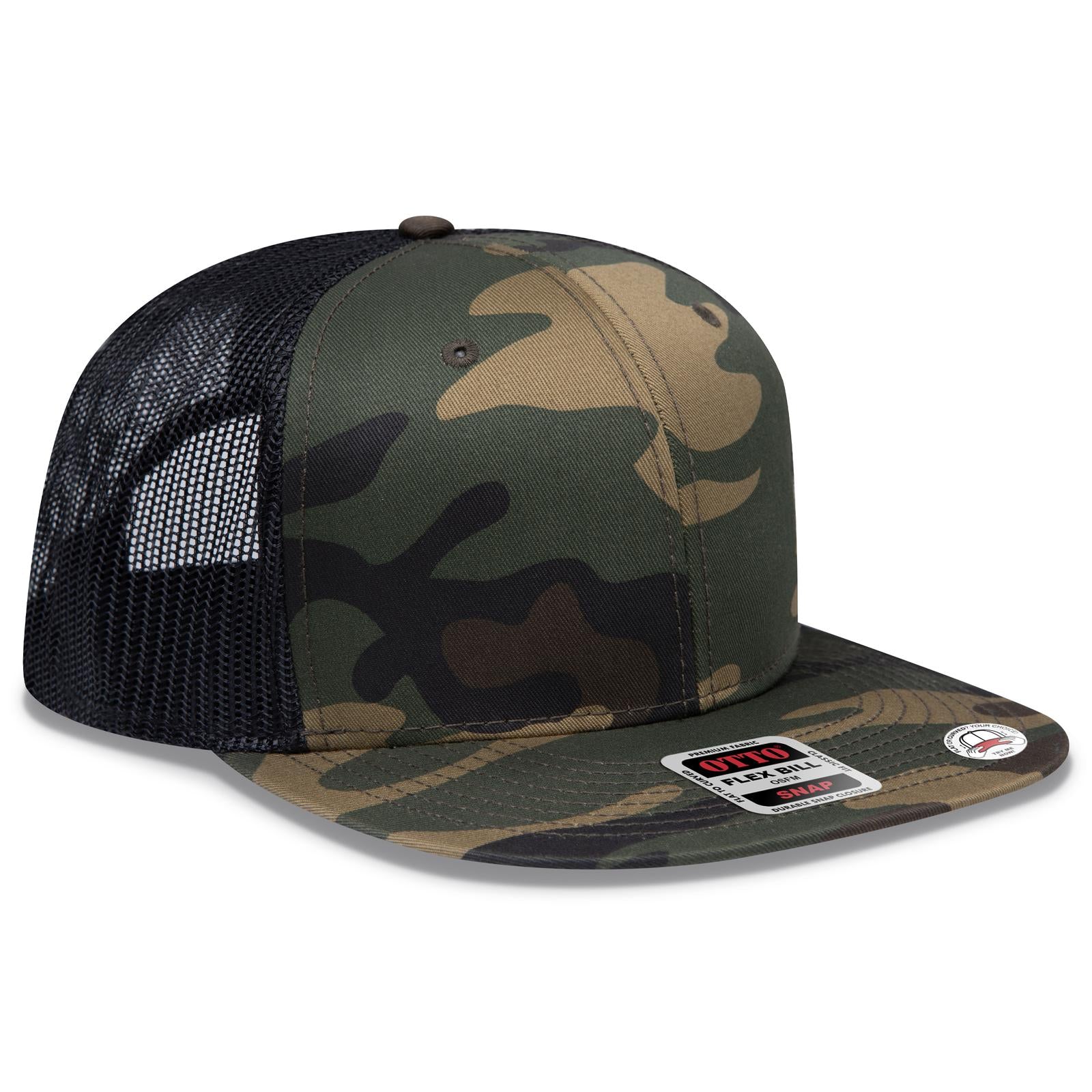 Custom Embroidered or DTF Printed - OTTO CAP® OTTO SNAP 6 Panel Pro Style Mesh Back Trucker Snapback Hat