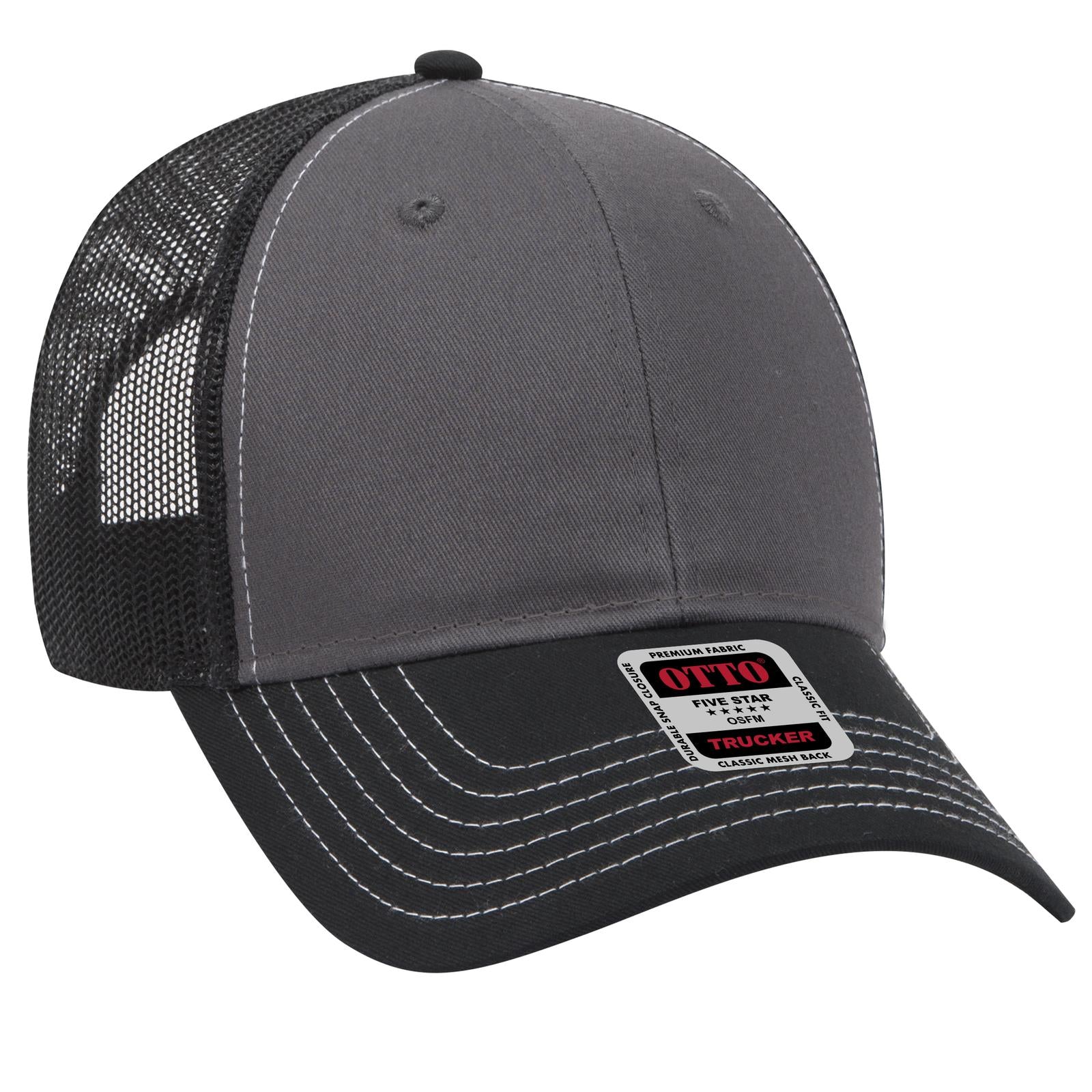 Custom Embroidered - OTTO CAP 6 Panel Low Profile Mesh Back Trucker Hat