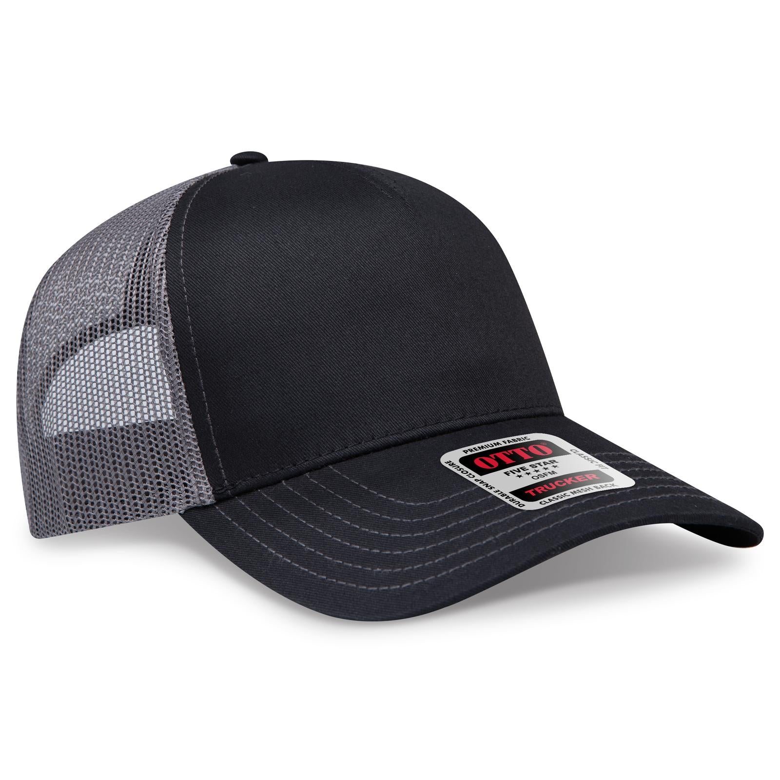 Custom Embroidered or DTF Printed - OTTO CAP® 5 Panel Low Profile Mesh Back Trucker Hat