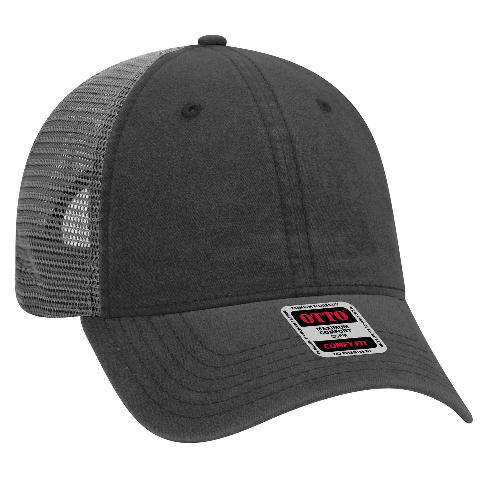 Custom Embroidered or DTF Printed - OTTO CAP® OTTO COMFY FIT® 6 Panel Low Profile Mesh Back Trucker Hat