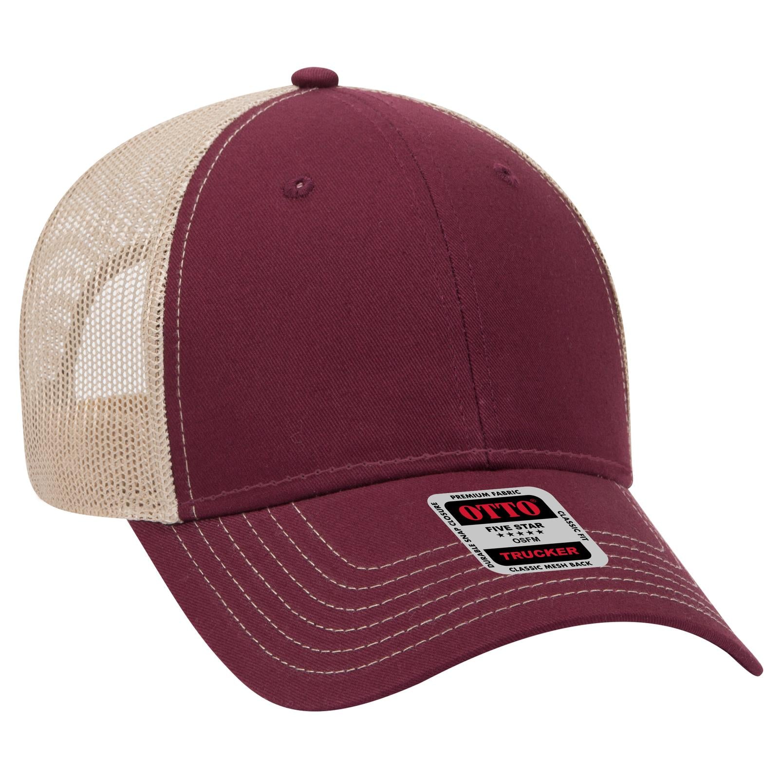 Custom Embroidered - OTTO CAP 6 Panel Low Profile Mesh Back Trucker Hat