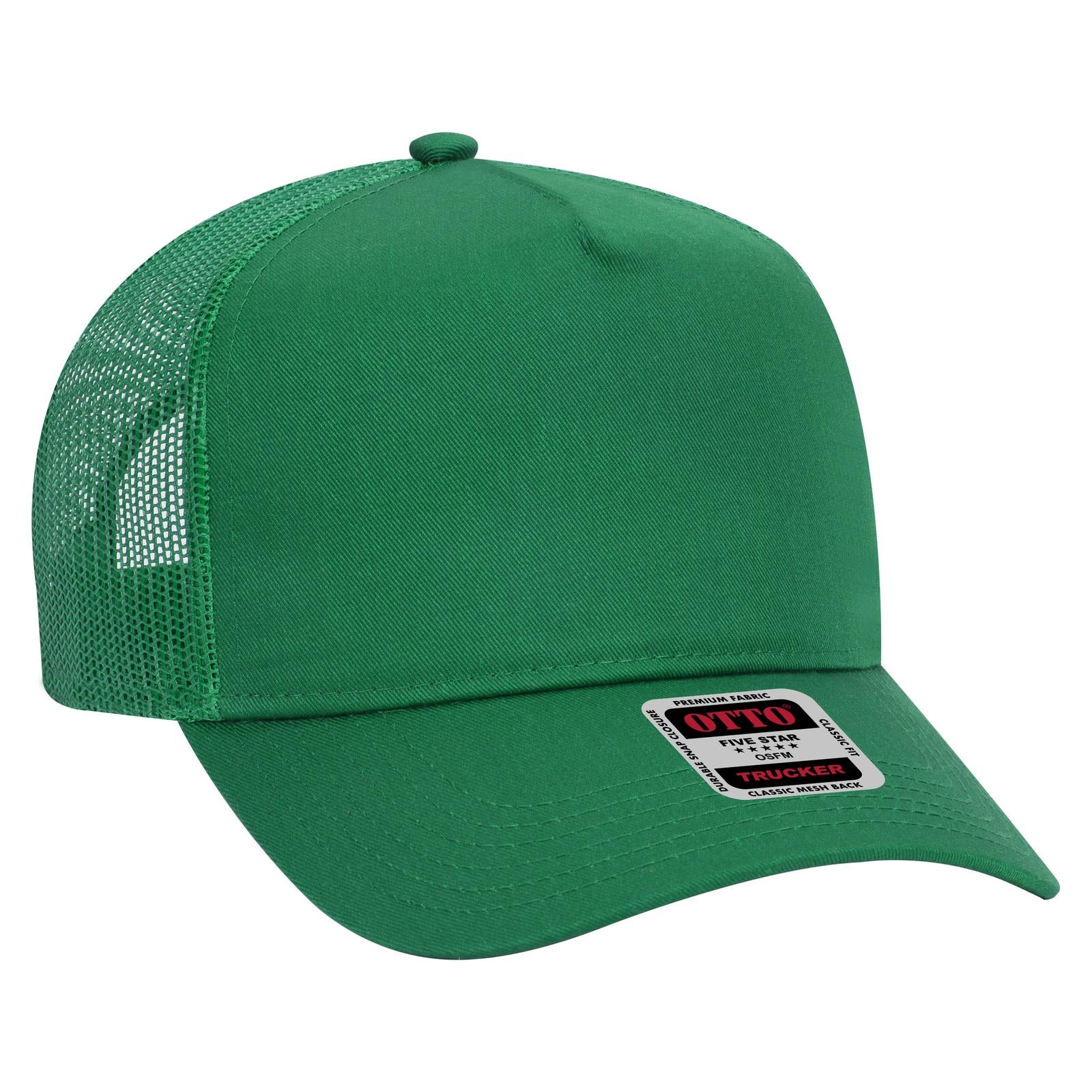 Custom Embroidered - OTTO CAP 5 Panel Mid Profile Mesh Back Trucker Hat