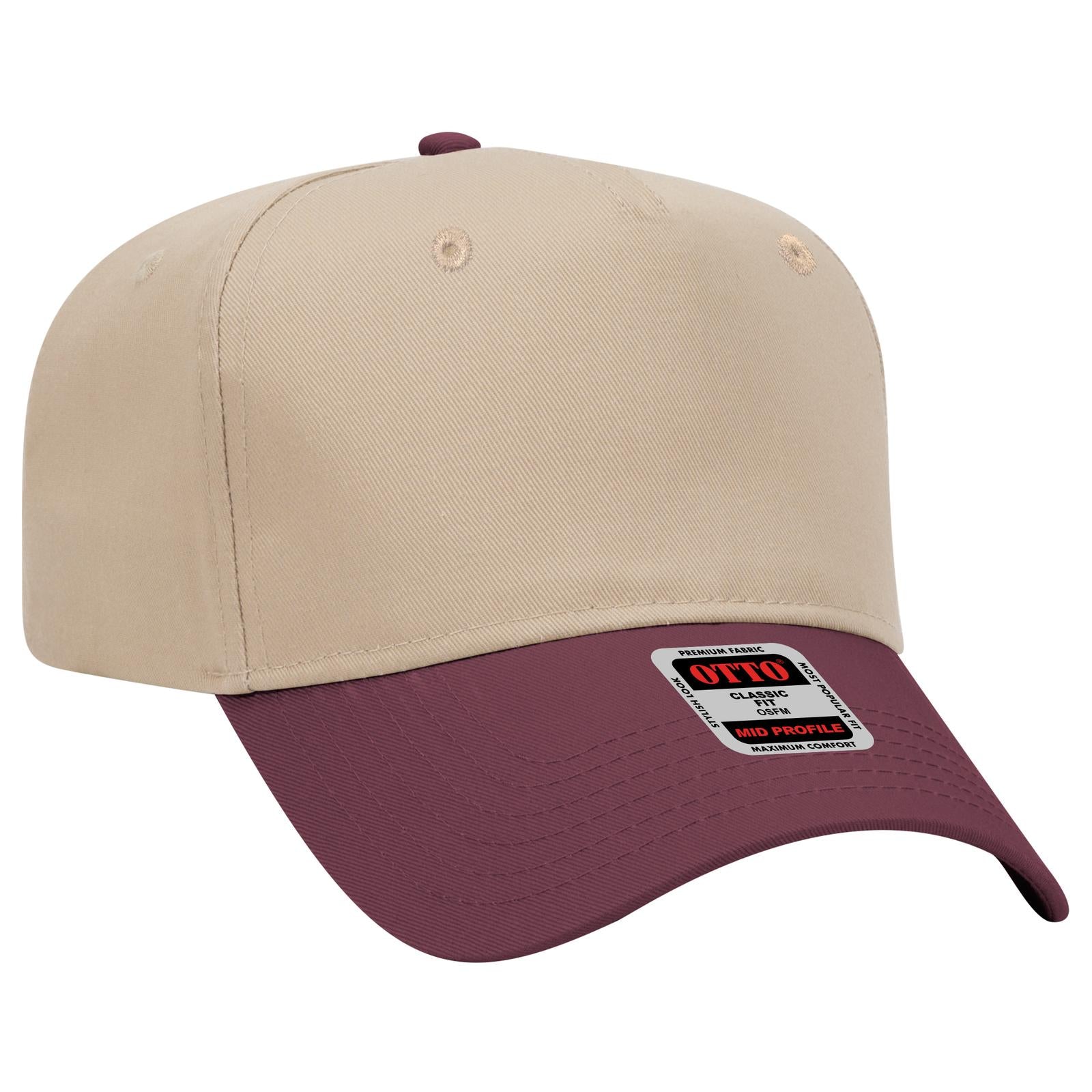 Custom Embroidered - OTTO CAP 5 Panel Mid Profile Baseball Cap