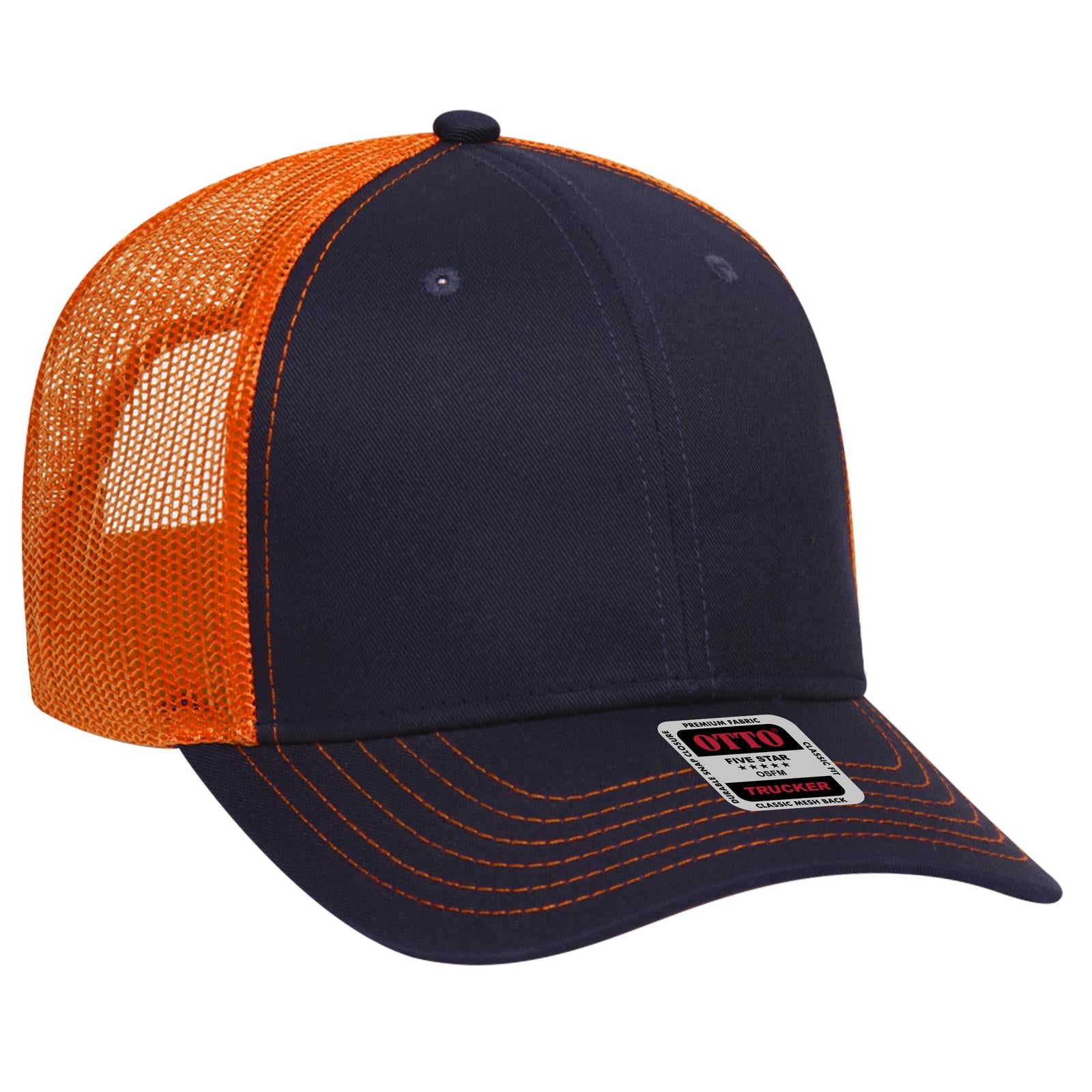 Custom Embroidered - OTTO CAP 6 Panel Low Profile Mesh Back Trucker Hat