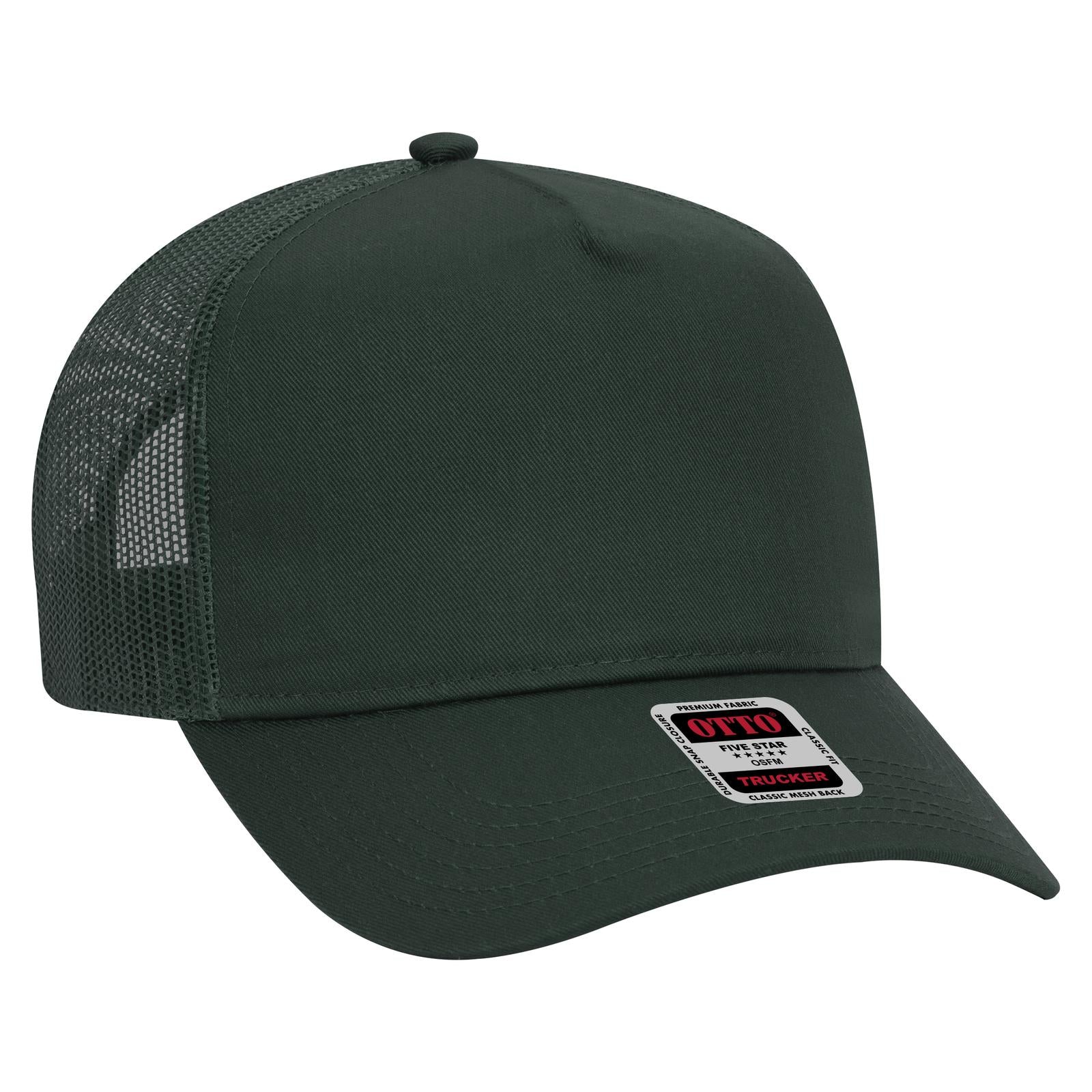 Custom Embroidered - OTTO CAP 5 Panel Mid Profile Mesh Back Trucker Hat