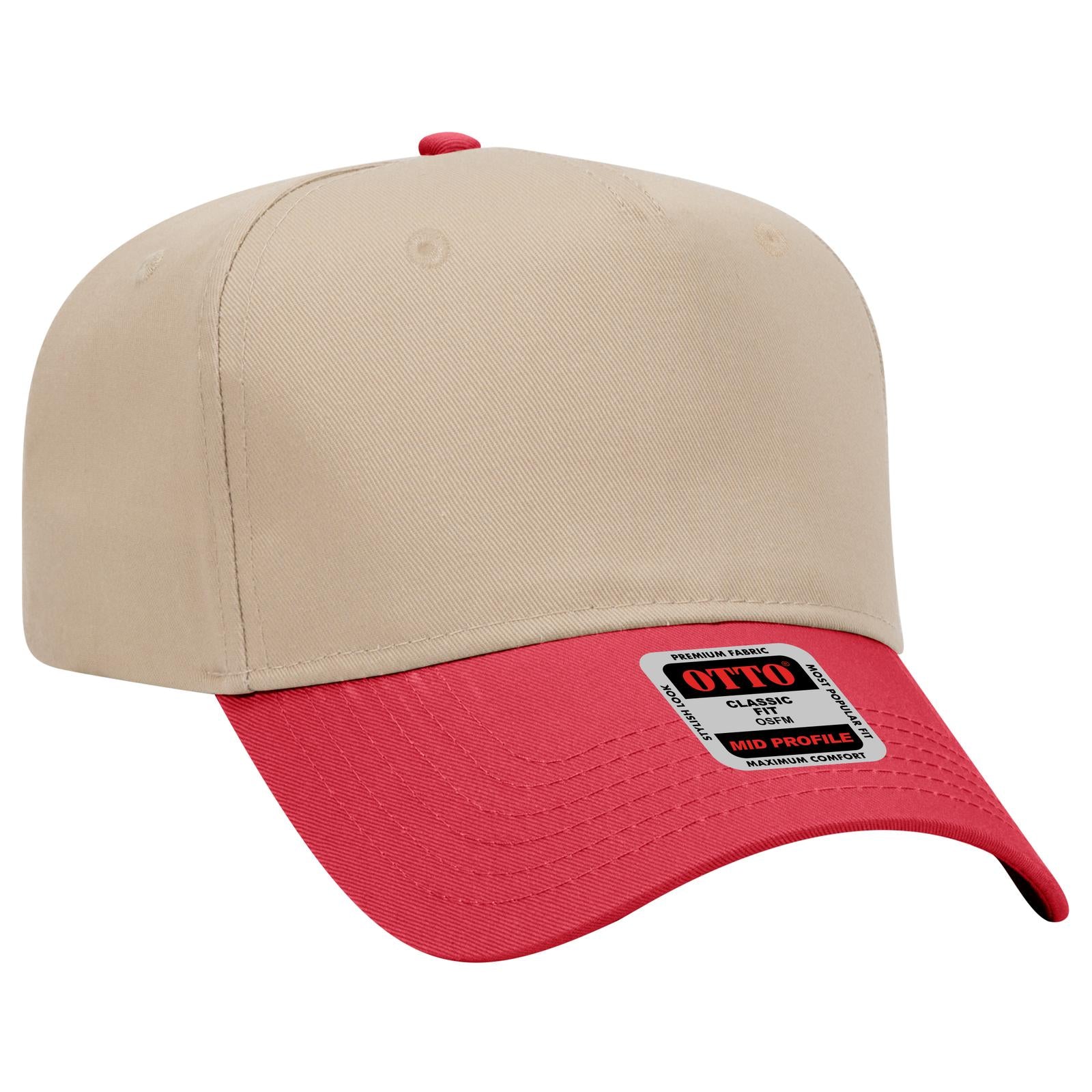 Custom Embroidered - OTTO CAP 5 Panel Mid Profile Baseball Cap