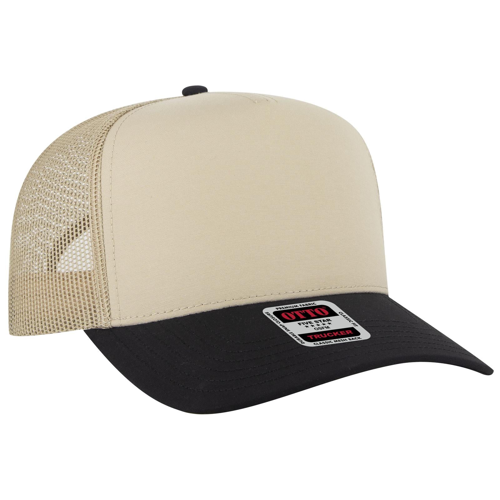 Custom Embroidered - OTTO CAP 5 Panel Mid Profile Mesh Back Trucker Hat