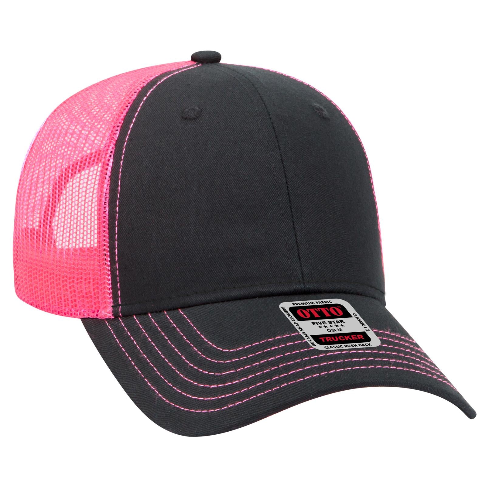 Custom Embroidered - OTTO CAP 6 Panel Low Profile Mesh Back Trucker Hat