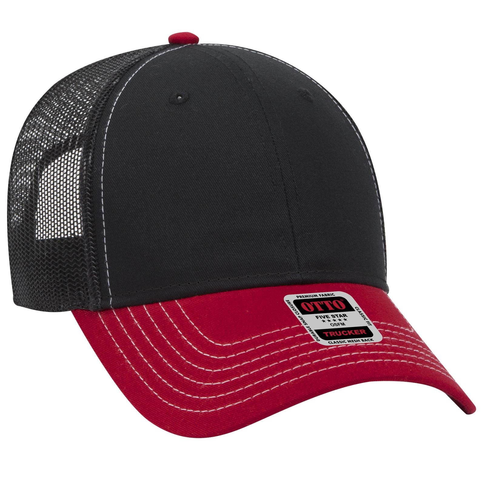 Custom Embroidered - OTTO CAP 6 Panel Low Profile Mesh Back Trucker Hat
