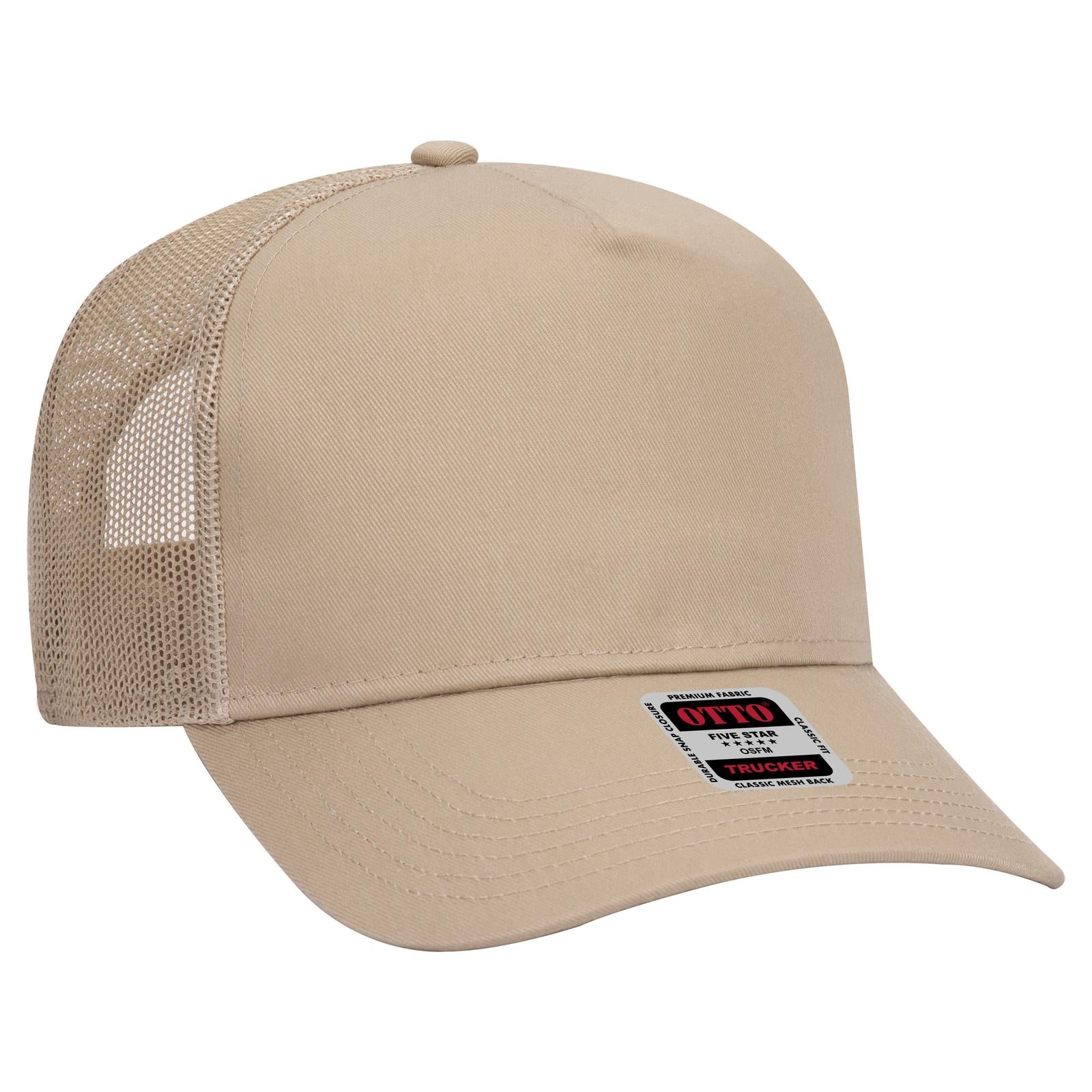 Custom Embroidered - OTTO CAP 5 Panel Mid Profile Mesh Back Trucker Hat
