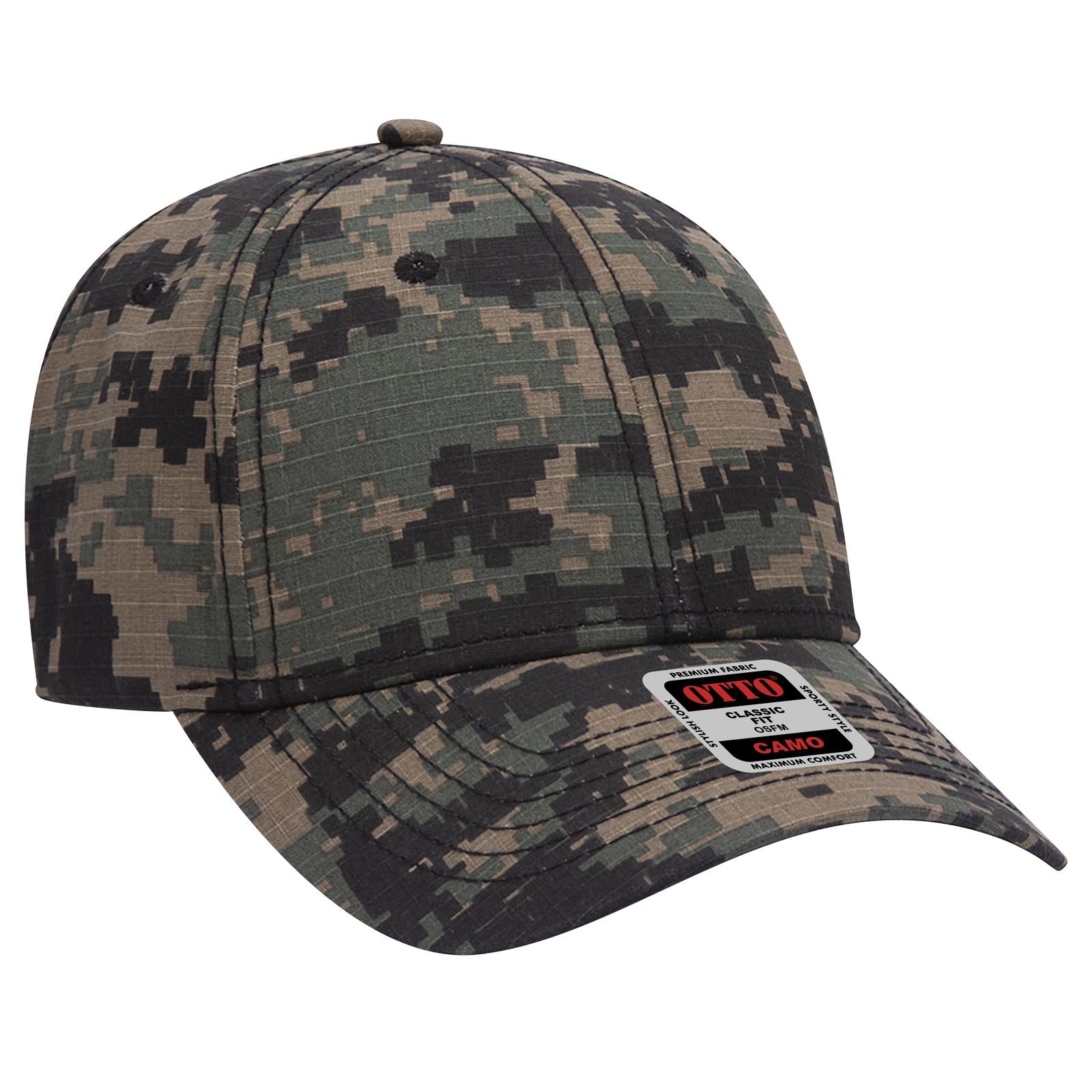 Custom Embroidered or DTF Printed - OTTO CAP® Camouflage 6 Panel Low Profile Baseball Cap
