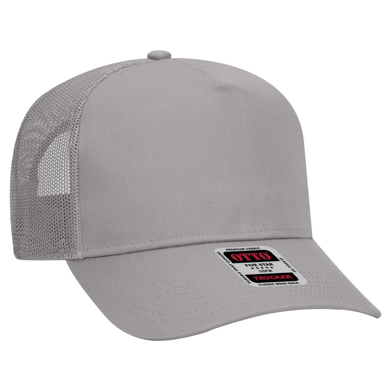 Custom Embroidered - OTTO CAP 5 Panel Mid Profile Mesh Back Trucker Hat