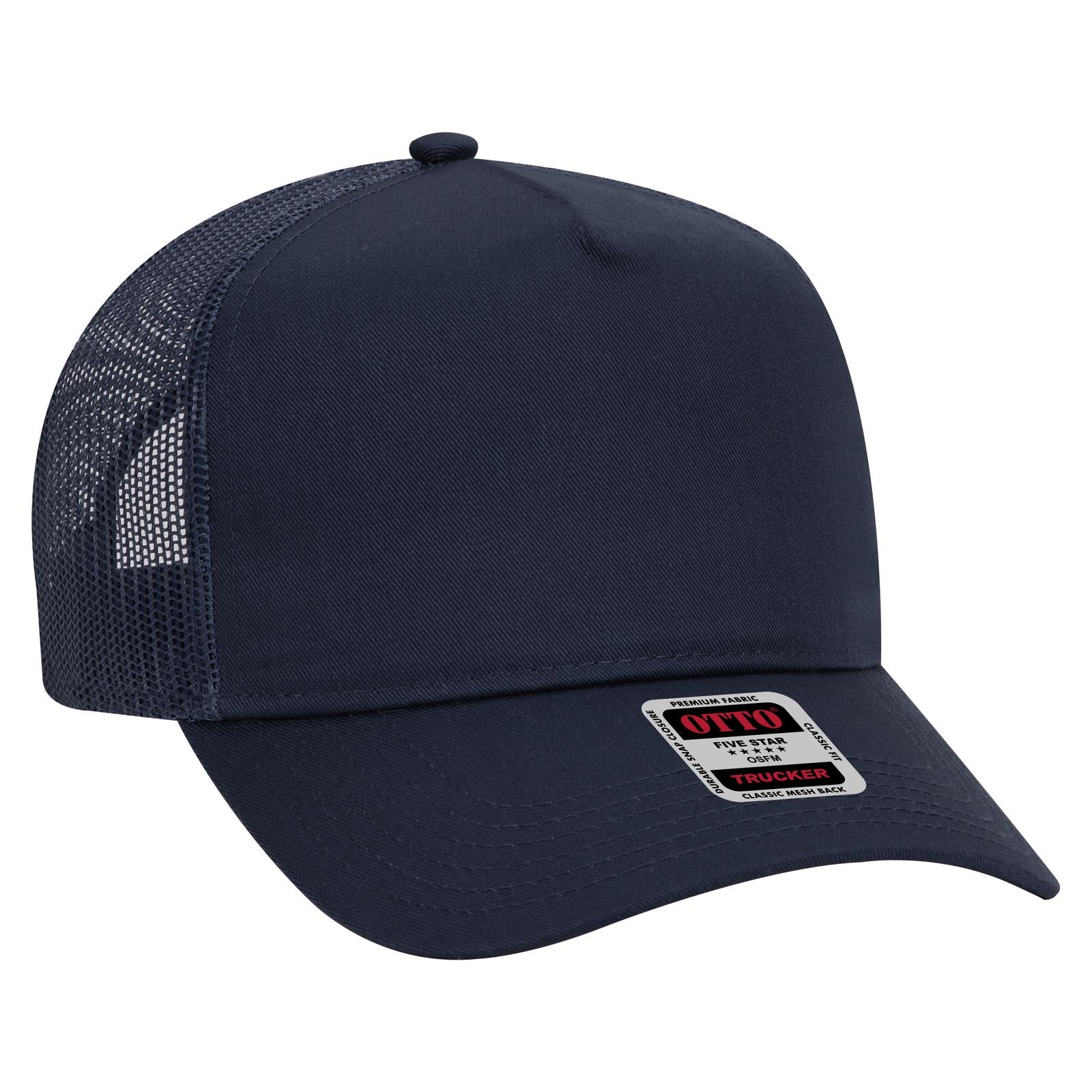 Custom Embroidered - OTTO CAP 5 Panel Mid Profile Mesh Back Trucker Hat