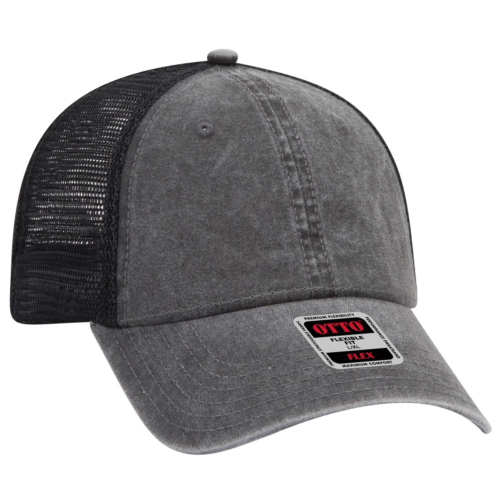 Custom Embroidered or DTF Printed - OTTO CAP® OTTO FLEX® Fitted 6 Panel Low Profile Mesh Back Trucker Hat
