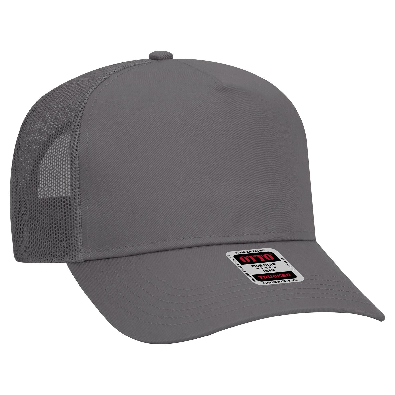 Custom Embroidered - OTTO CAP 5 Panel Mid Profile Mesh Back Trucker Hat