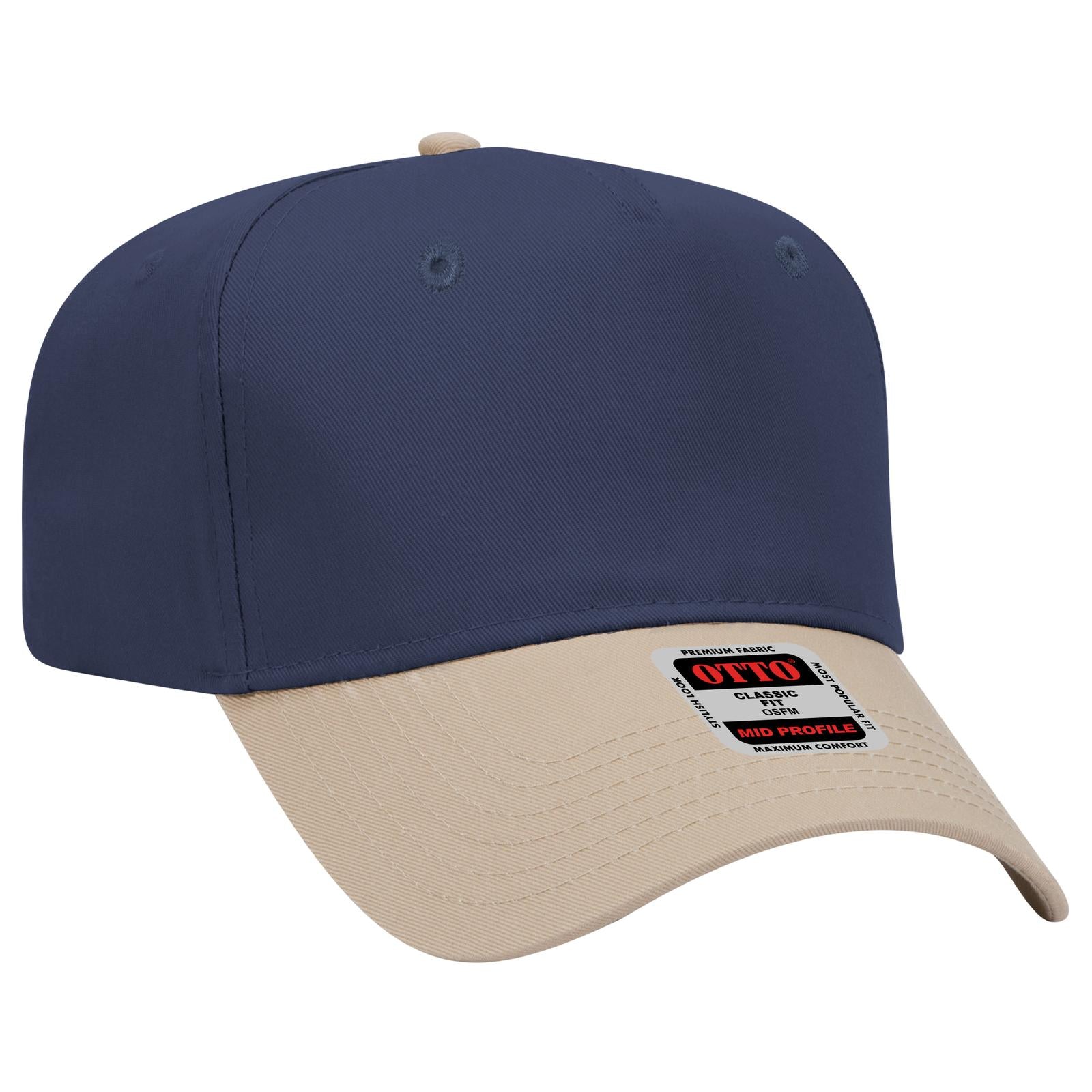 Custom Embroidered - OTTO CAP 5 Panel Mid Profile Baseball Cap