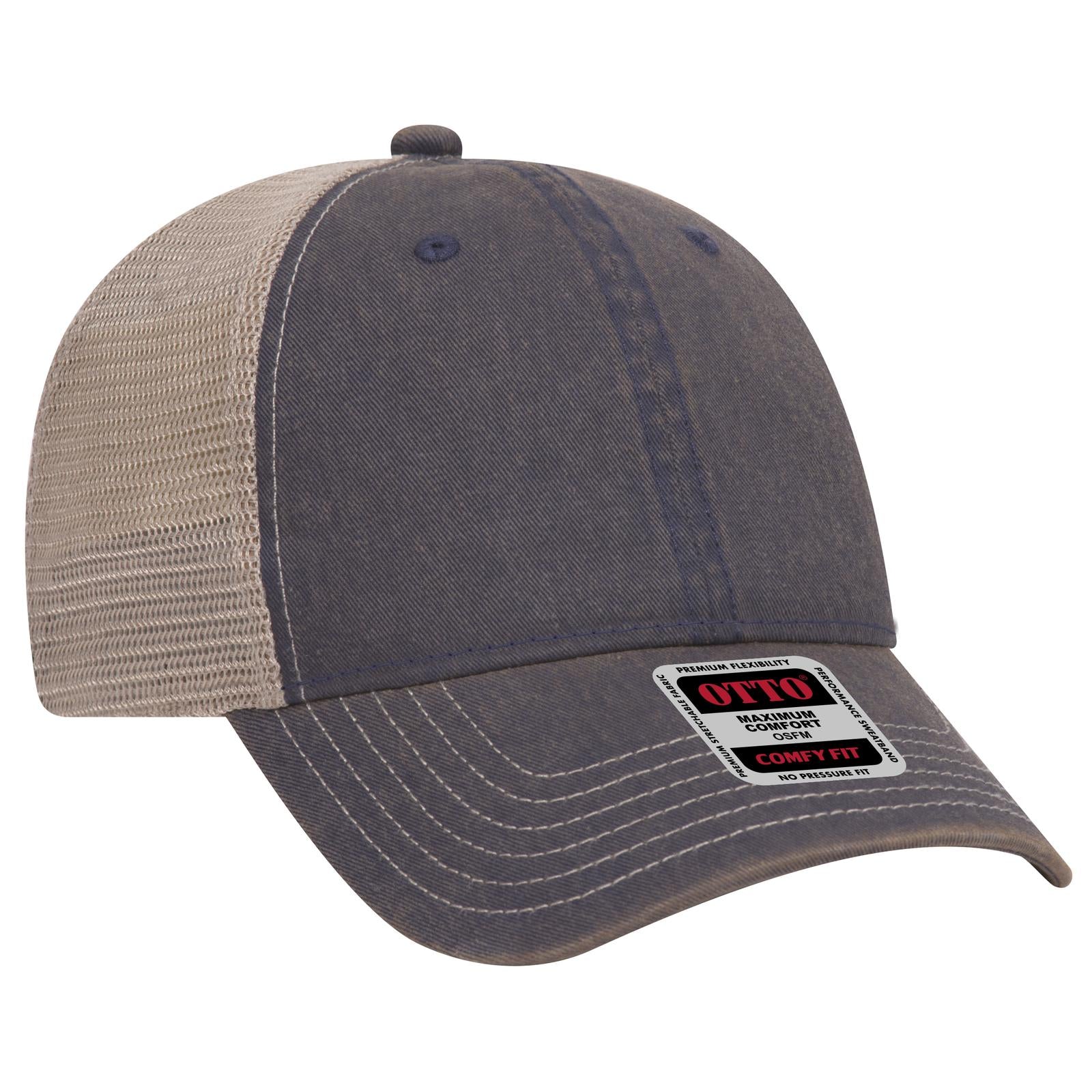Custom Embroidered or DTF Printed - OTTO CAP® 6 Panel Low Profile Mesh Back Trucker Dad Hat