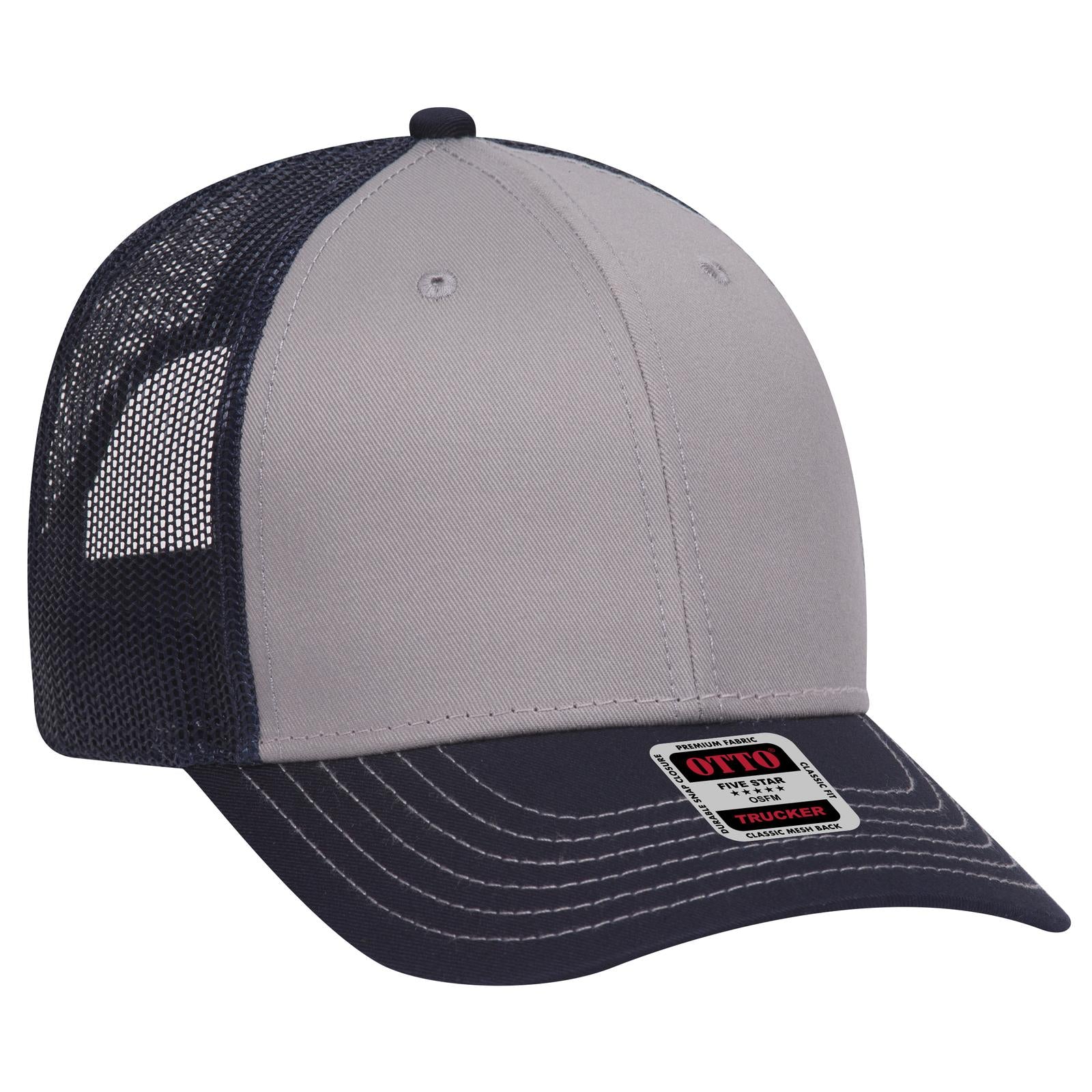 Custom Embroidered - OTTO CAP 6 Panel Low Profile Mesh Back Trucker Hat