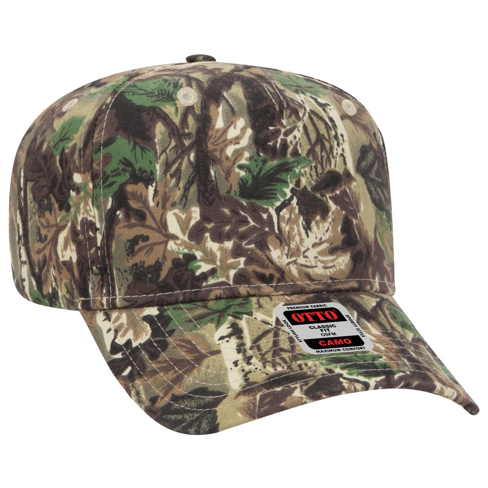 Custom Embroidered - OTTO CAP Camouflage 5 Panel Mid Profile Baseball Cap