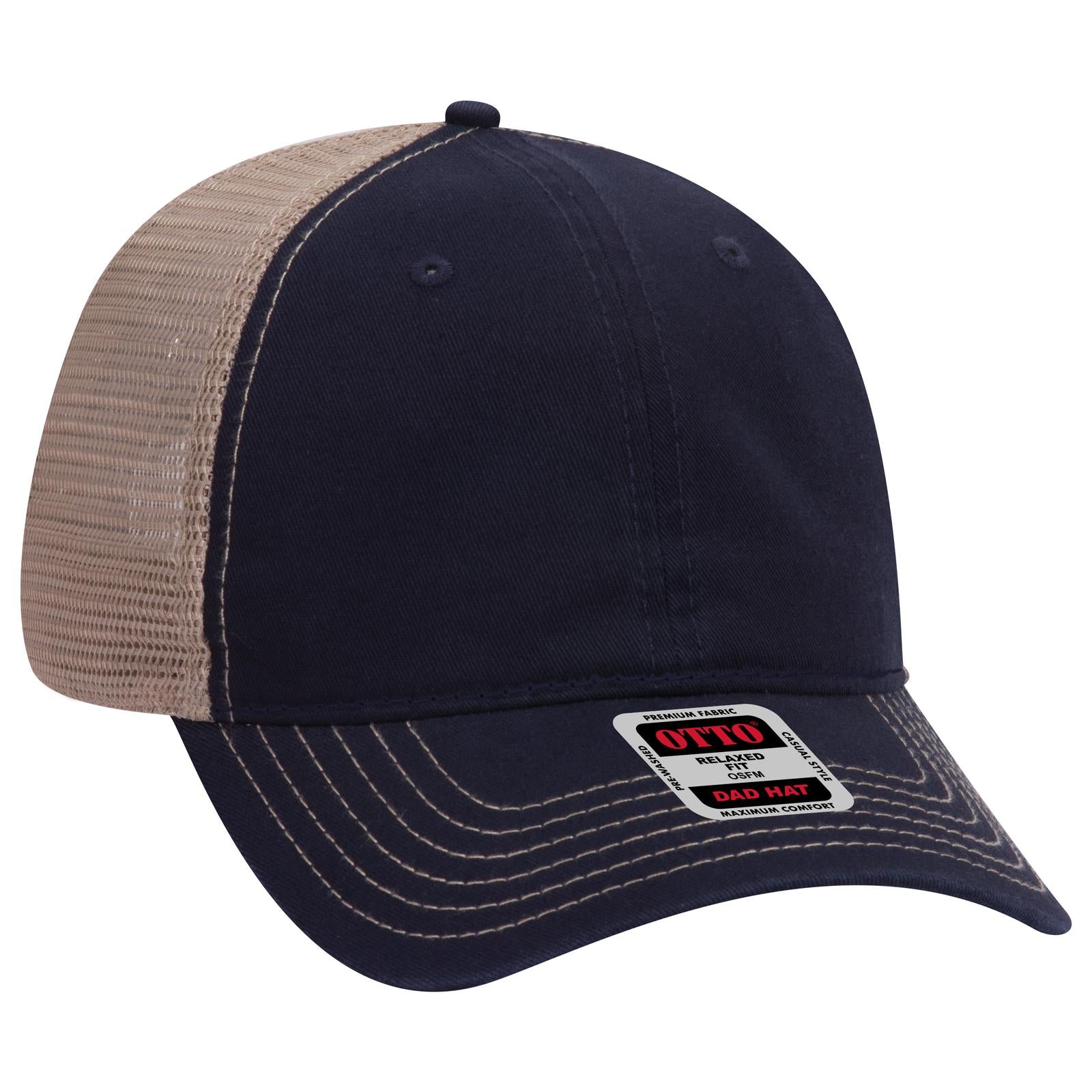 Custom Embroidered or DTF Printed - OTTO CAP® 6 Panel Low Profile Mesh Back Trucker Dad Hat