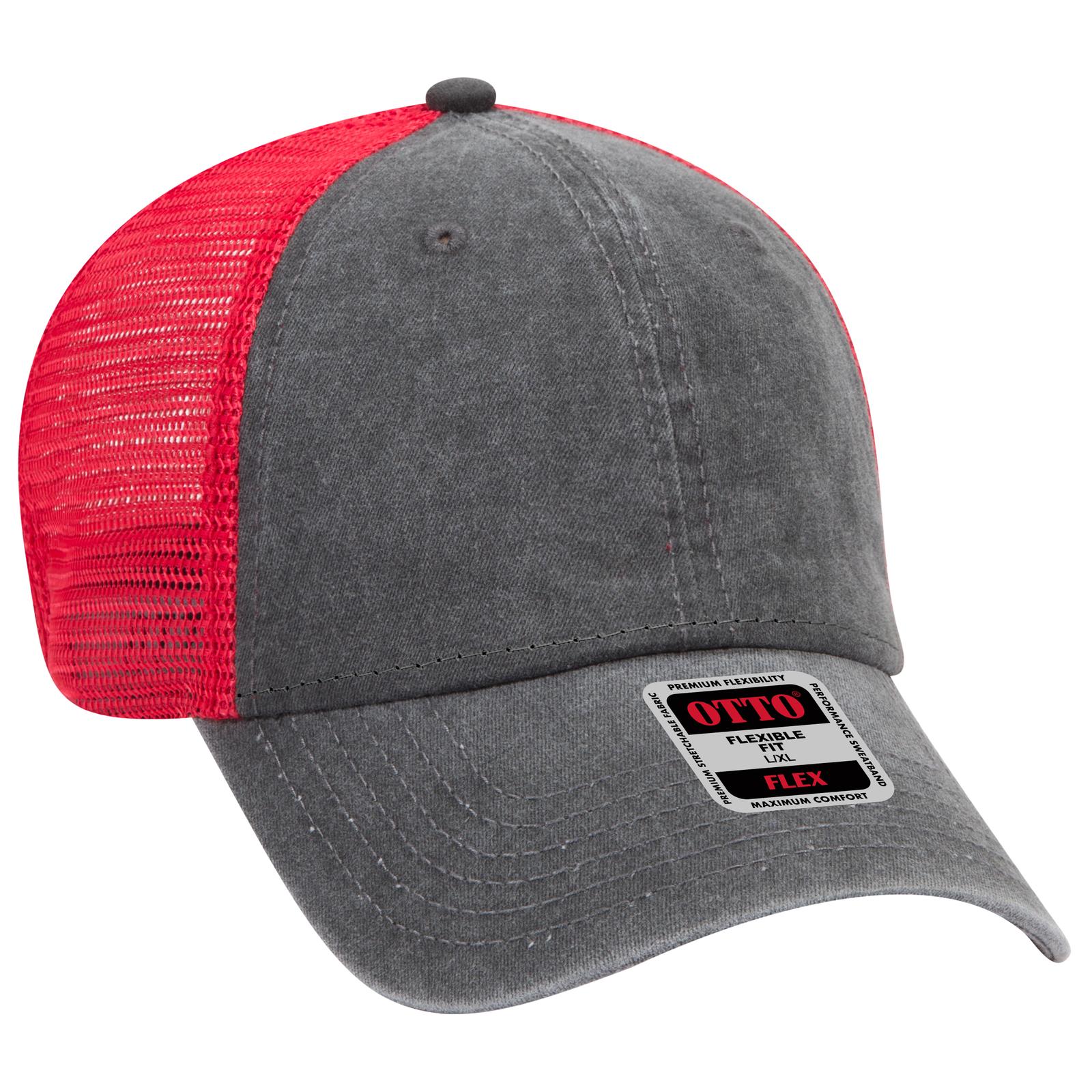 Custom Embroidered or DTF Printed - OTTO CAP® OTTO FLEX® Fitted 6 Panel Low Profile Mesh Back Trucker Hat