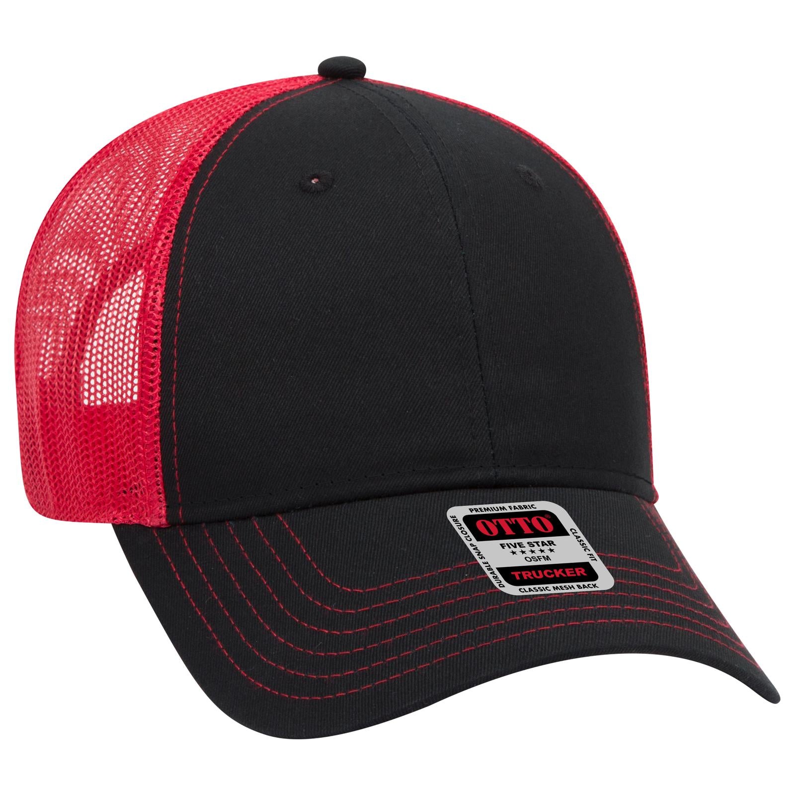 Custom Embroidered - OTTO CAP 6 Panel Low Profile Mesh Back Trucker Hat
