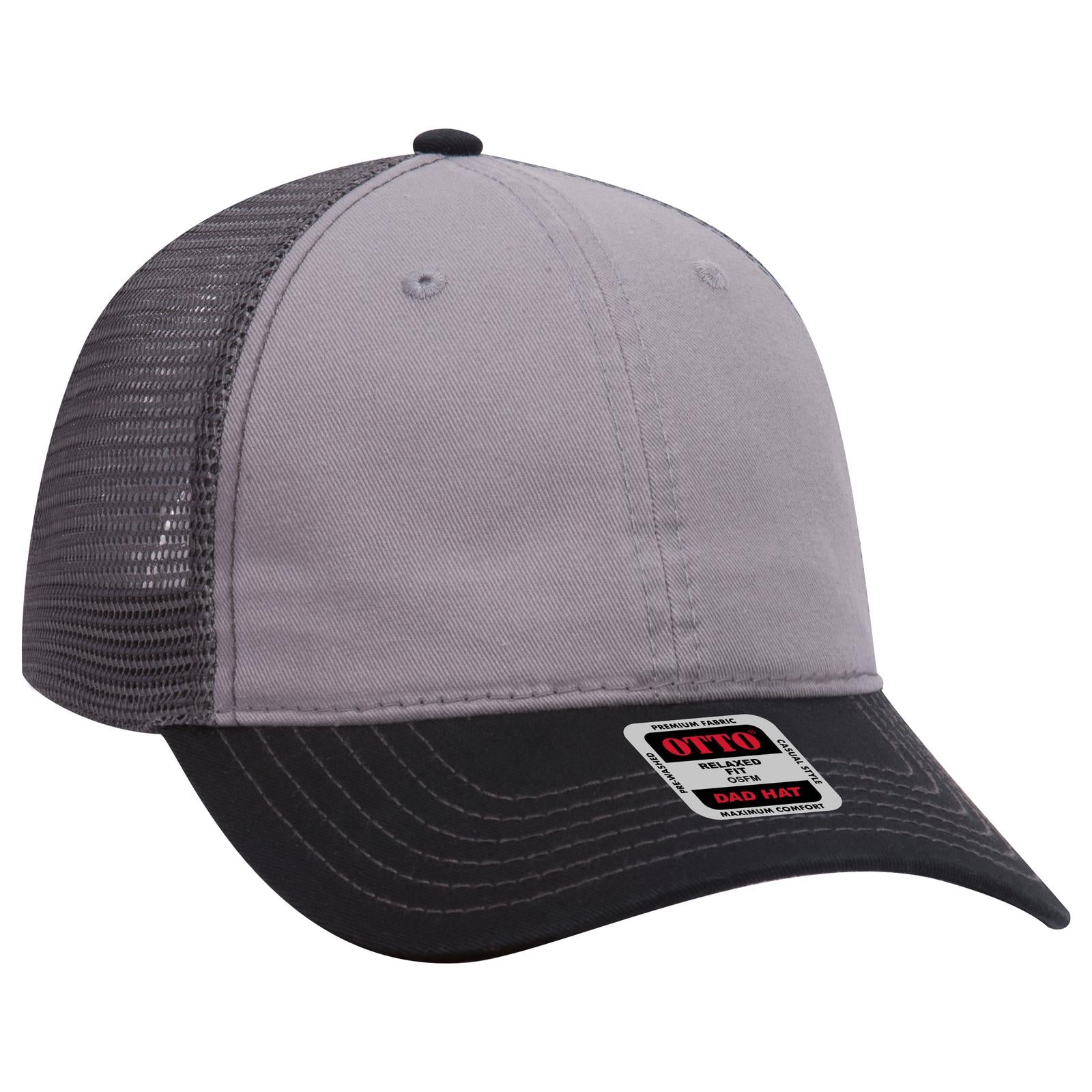 Custom Embroidered or DTF Printed - OTTO CAP® 6 Panel Low Profile Mesh Back Trucker Dad Hat
