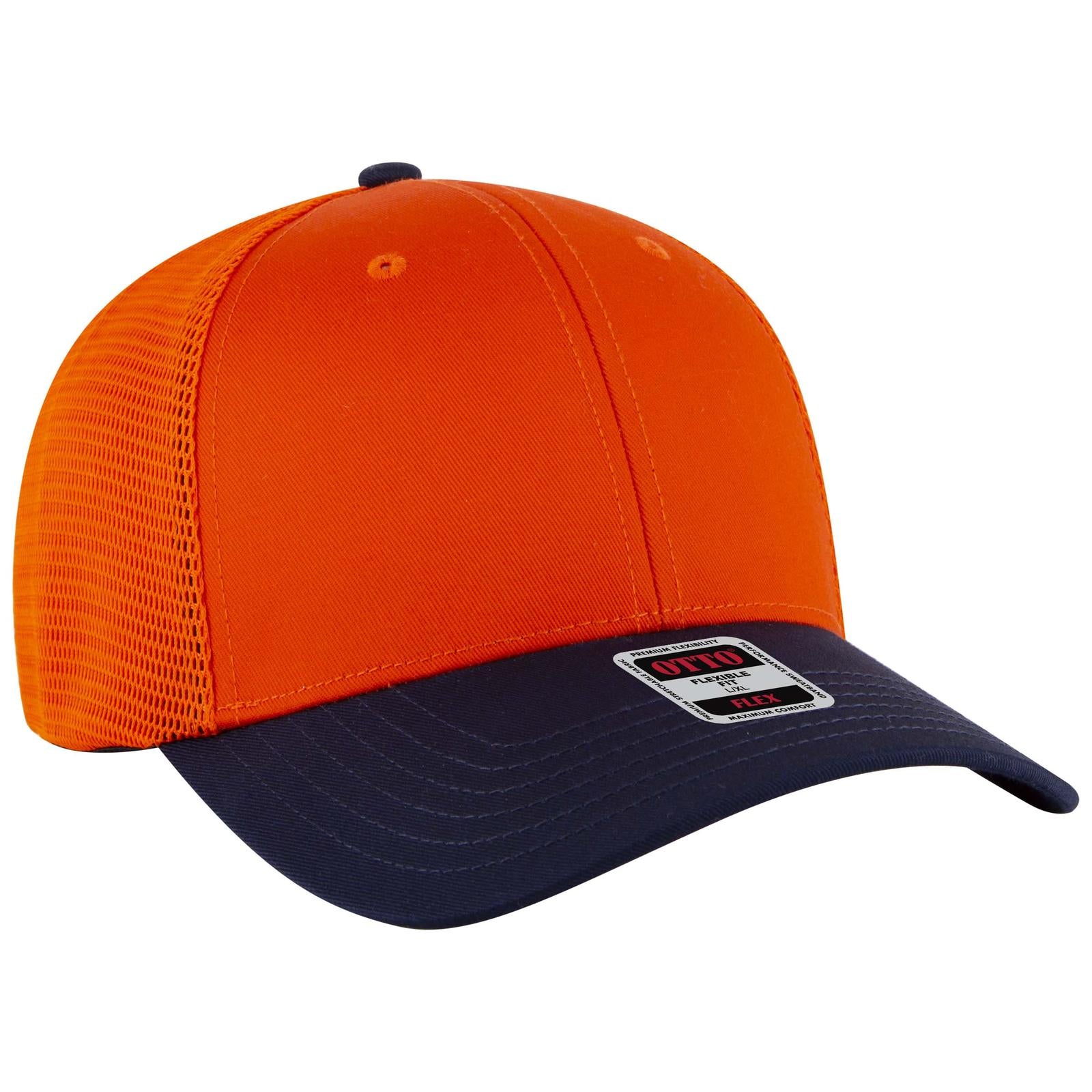 Custom Embroidered or DTF Printed - OTTO CAP® OTTO FLEX® Fitted 6 Panel Low Profile Mesh Back Trucker Hat