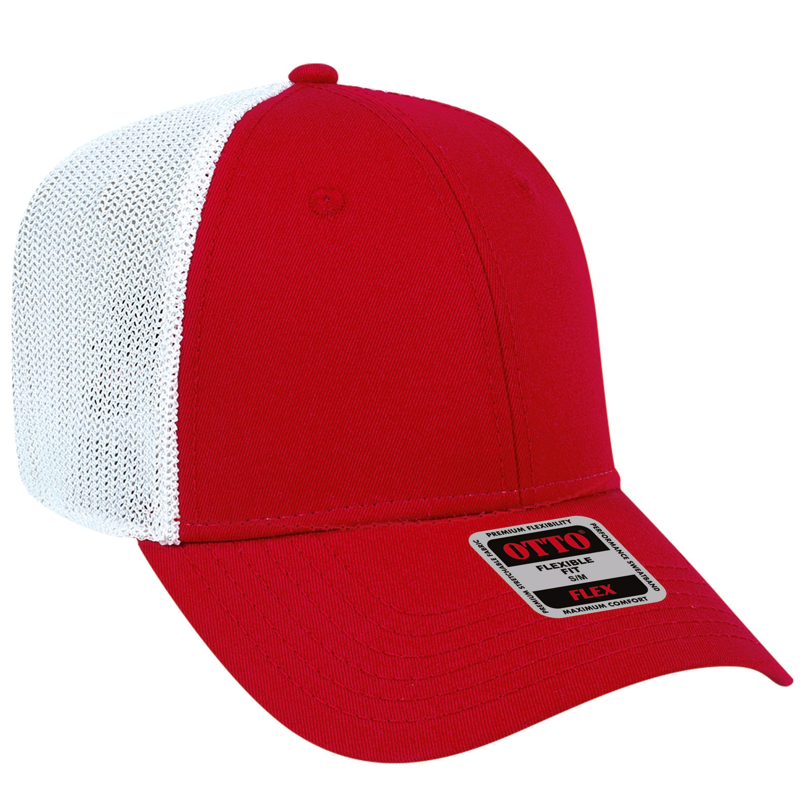 Custom Embroidered or DTF Printed - OTTO CAP® OTTO FLEX® Fitted 6 Panel Low Profile Mesh Back Trucker Hat