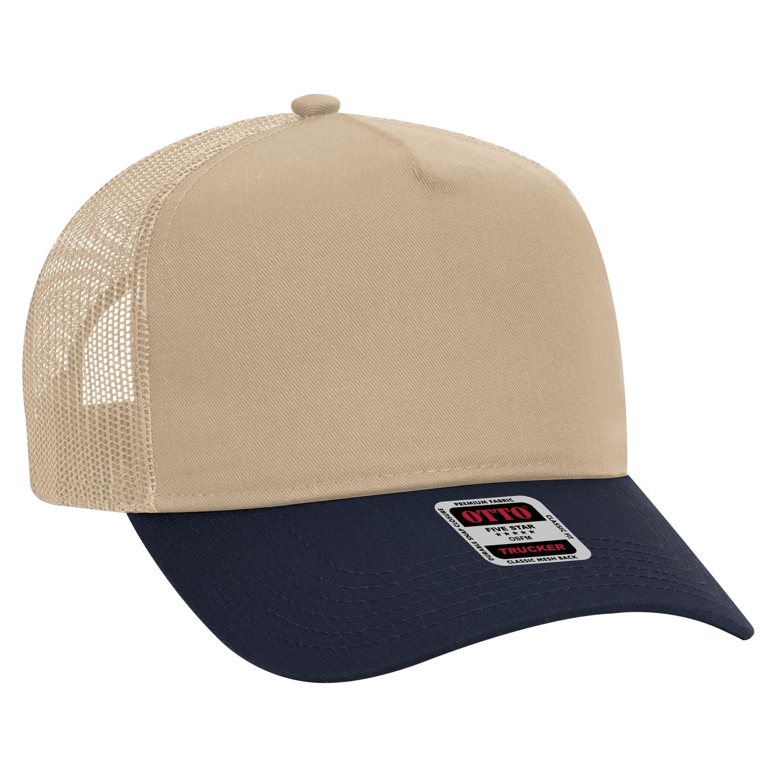 Custom Embroidered - OTTO CAP 5 Panel Mid Profile Mesh Back Trucker Hat