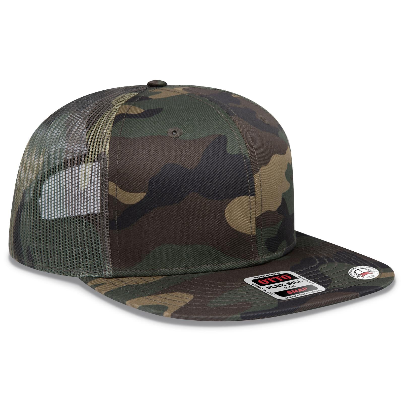 Custom Embroidered or DTF Printed - OTTO CAP® OTTO SNAP 6 Panel Pro Style Mesh Back Trucker Snapback Hat
