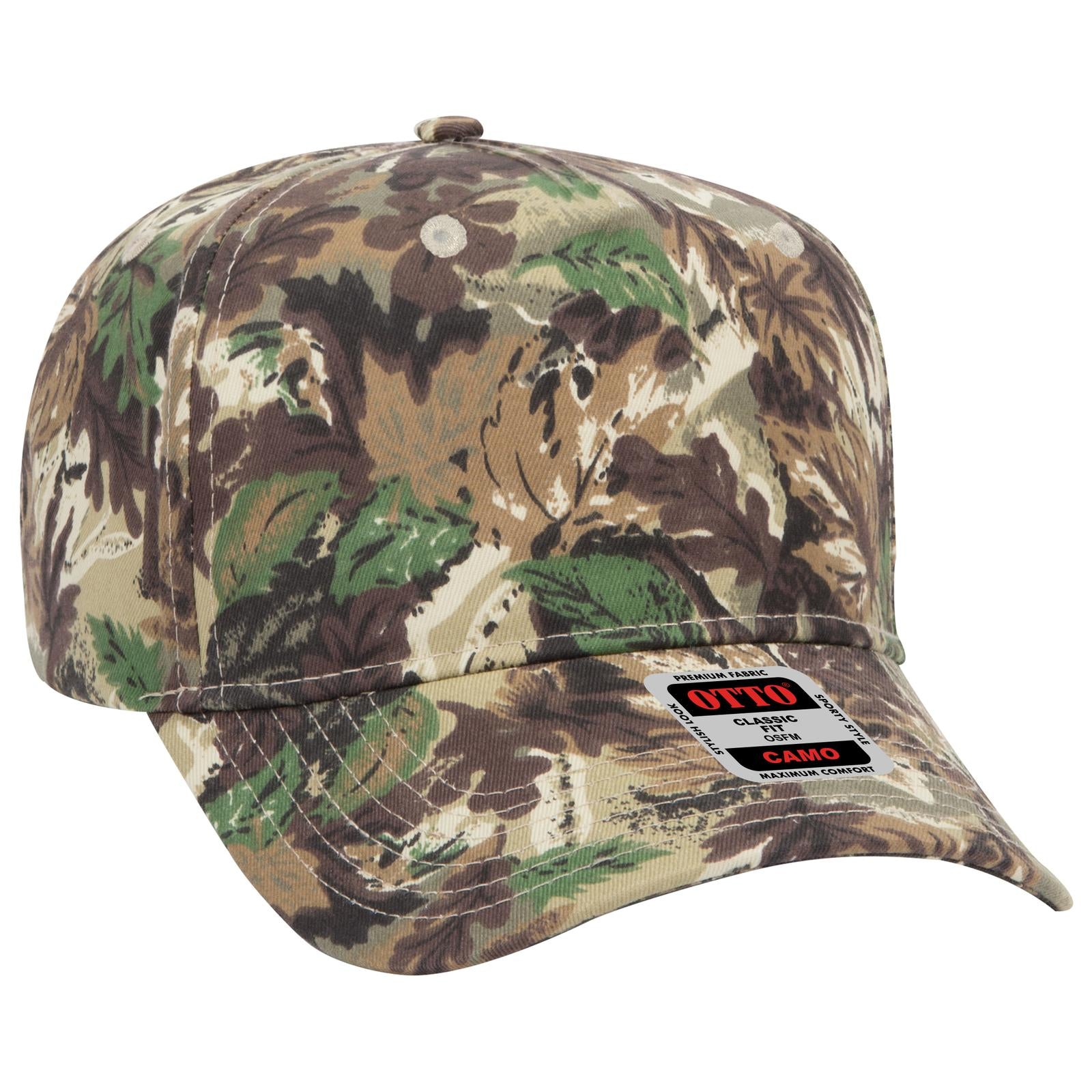 Custom Embroidered - OTTO CAP Camouflage 5 Panel Mid Profile Baseball Cap