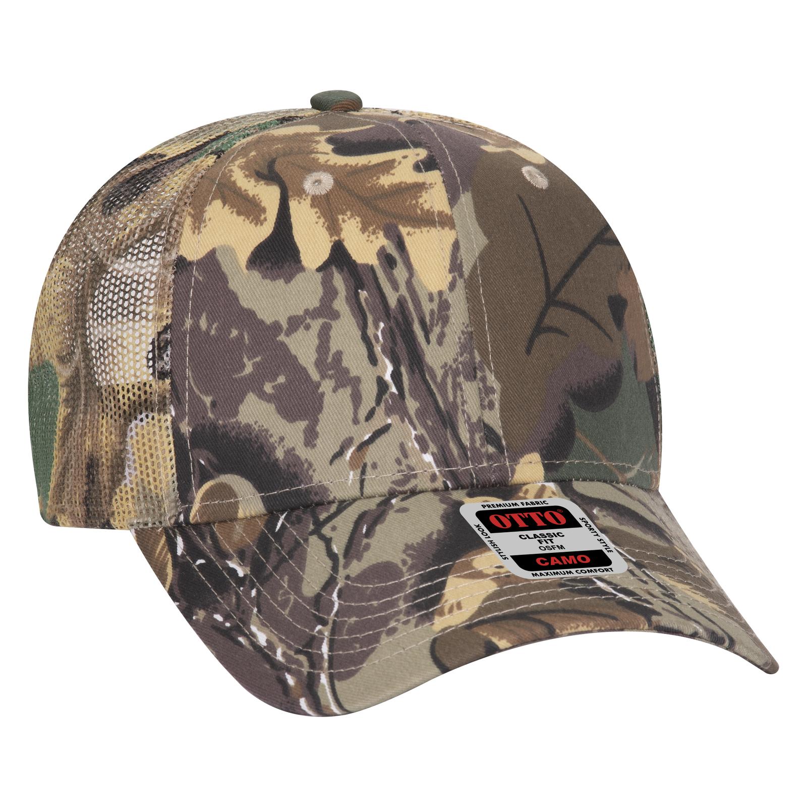 Custom Embroidered or DTF Printed - OTTO CAP® Camouflage 6 Panel Low Profile Mesh Back Trucker Hat