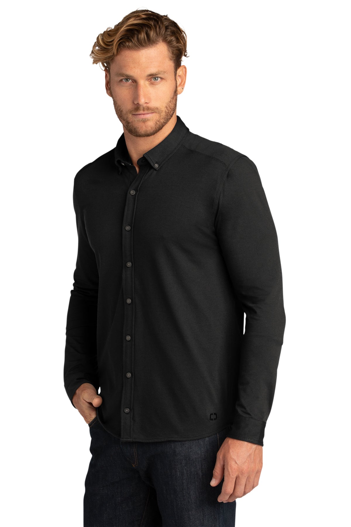 Custom Embroidered - OGIO ® Code Stretch Long Sleeve Button-Up. OG145