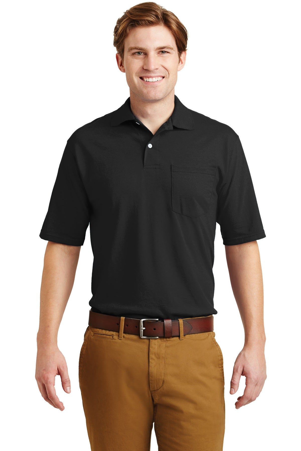 Custom Embroidered JERZEES® -SpotShield™ 5.4-Ounce Jersey Knit Sport Shirt with Pocket. 436MP