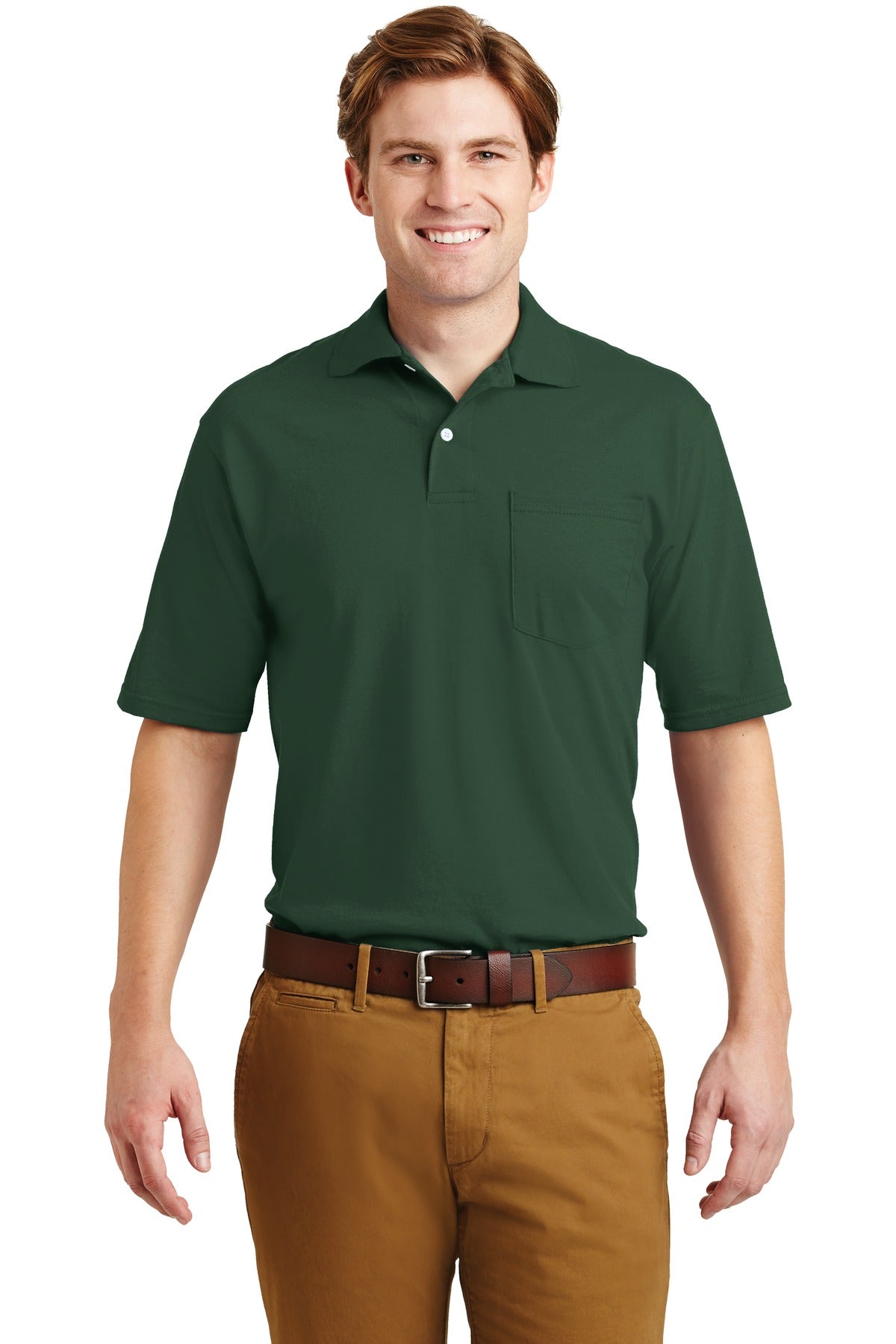 Custom Embroidered JERZEES® -SpotShield™ 5.4-Ounce Jersey Knit Sport Shirt with Pocket. 436MP