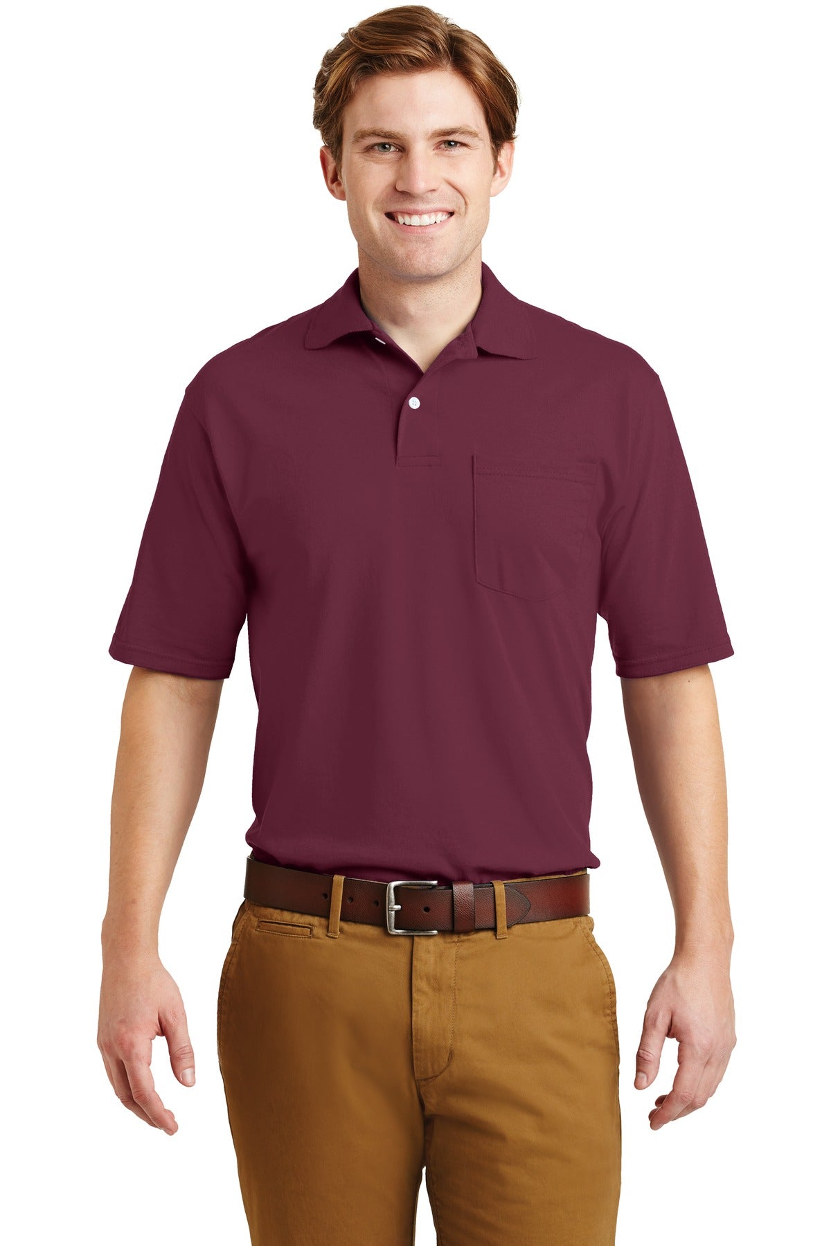 Custom Embroidered JERZEES® -SpotShield™ 5.4-Ounce Jersey Knit Sport Shirt with Pocket. 436MP