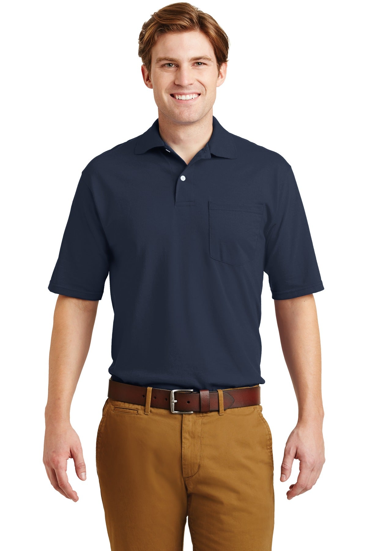 Custom Embroidered JERZEES® -SpotShield™ 5.4-Ounce Jersey Knit Sport Shirt with Pocket. 436MP