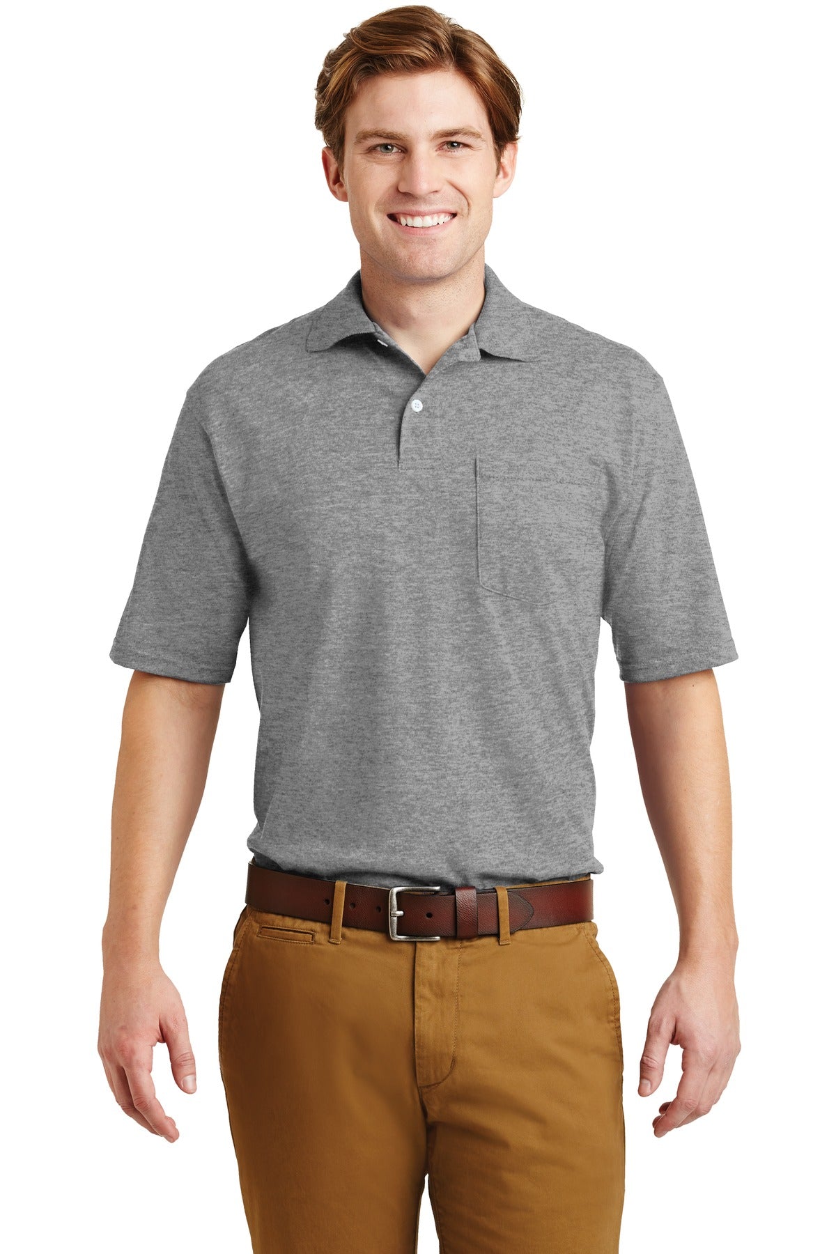 Custom Embroidered JERZEES® -SpotShield™ 5.4-Ounce Jersey Knit Sport Shirt with Pocket. 436MP