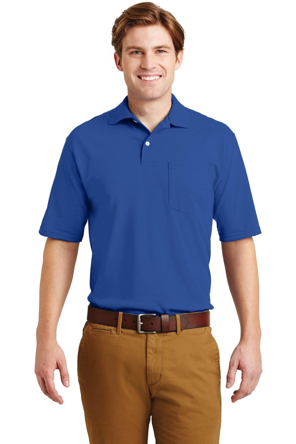 Custom Embroidered JERZEES® -SpotShield™ 5.4-Ounce Jersey Knit Sport Shirt with Pocket. 436MP