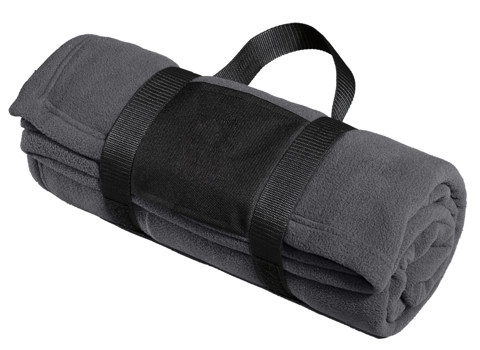Custom Embroidered - Port Authority® Fleece Blanket with Carrying Strap. BP20