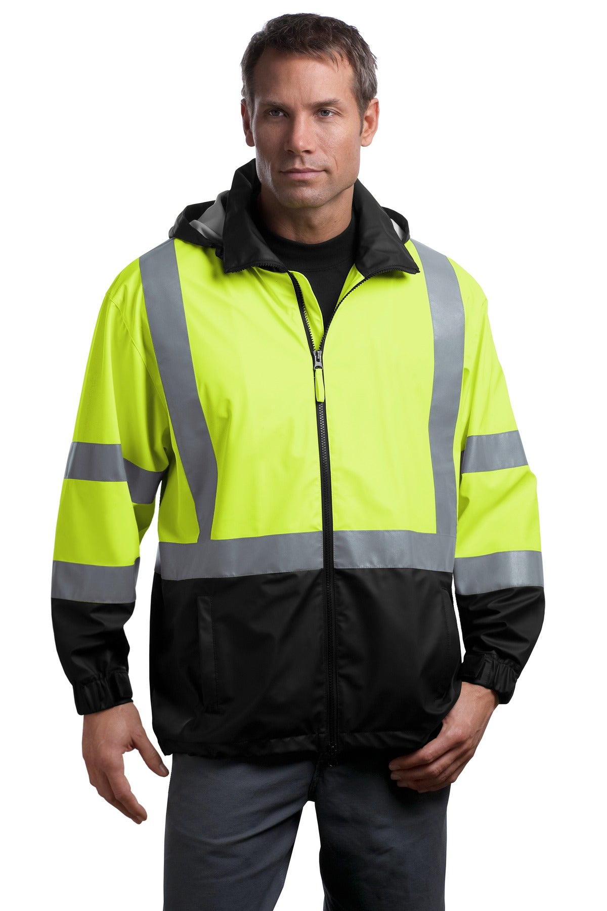 Custom Embroidered - CornerStone® - ANSI 107 Class 3 Safety Windbreaker. CSJ25
