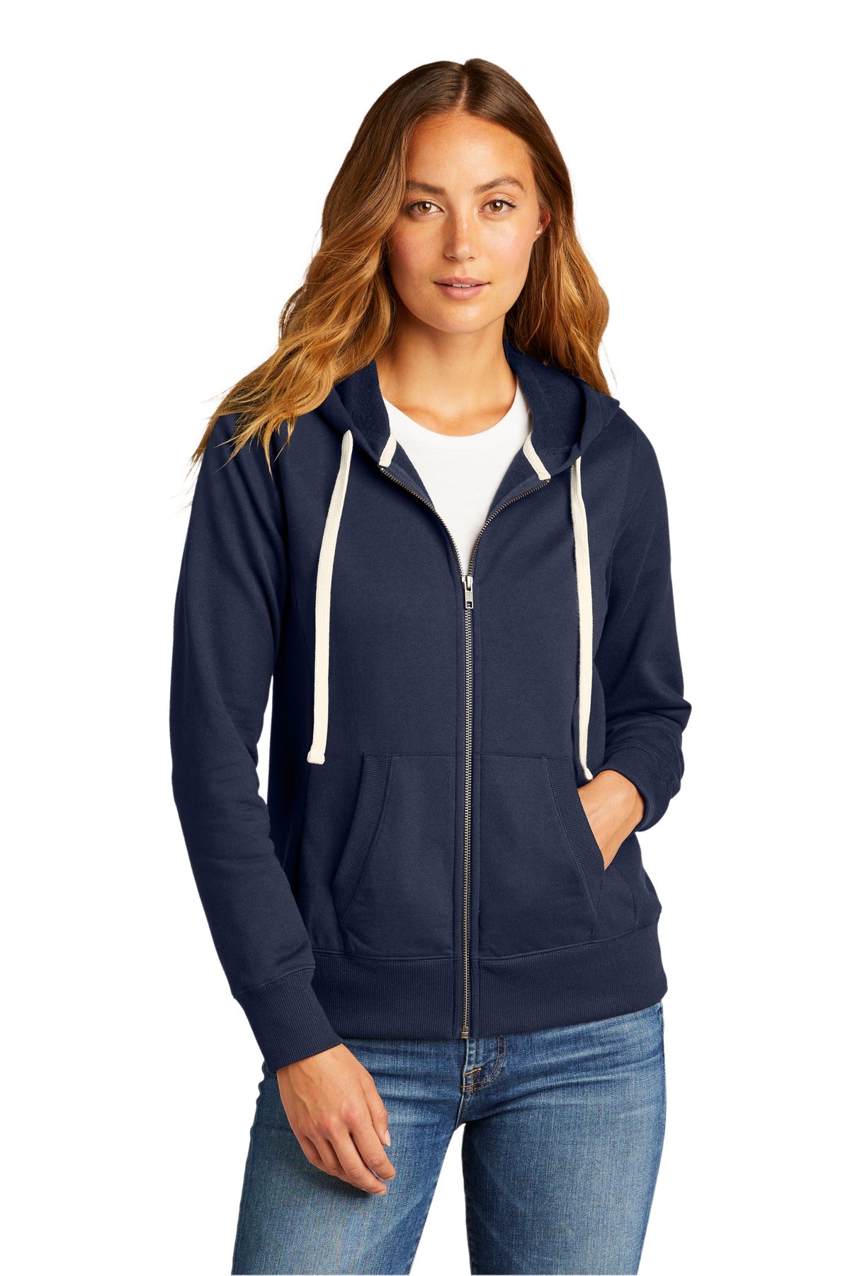 Custom Embroidered - District® Women's Re-Fleece™Full-Zip Hoodie DT8103