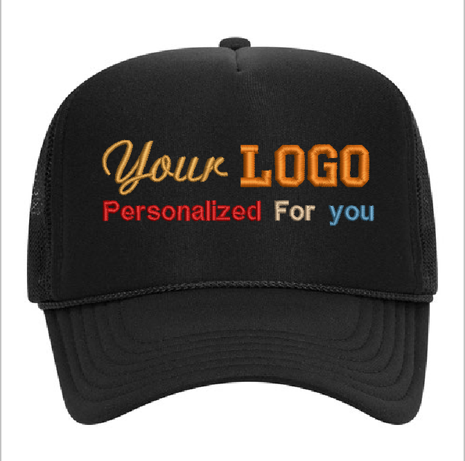 Custom Embroidered Trucker Hat with Mesh Back Includes one 4in W x