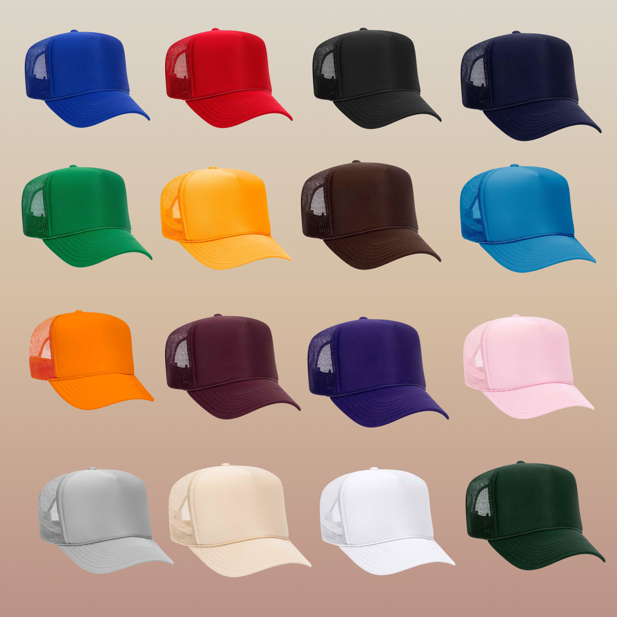 Custom Embroidered Trucker Hat with Mesh Back - Includes one 4in W x 2.25in H Embroidery