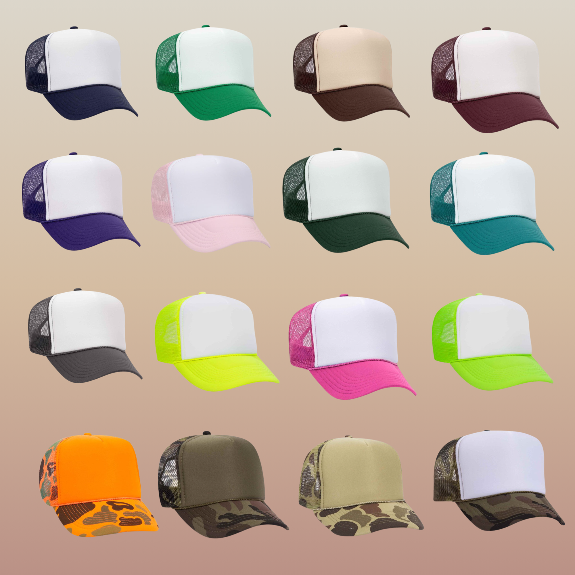 Custom Embroidered Trucker Hat with Mesh Back - Includes one 4in W x 2.25in H Embroidery