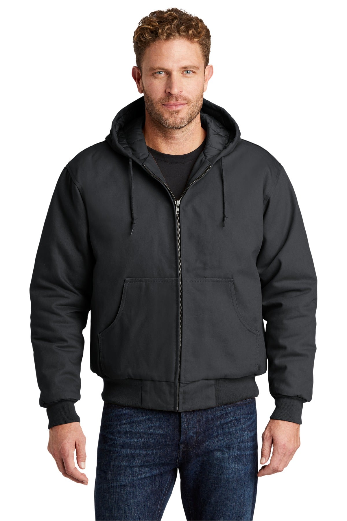 Custom Embroidered - CornerStone® - Duck Cloth Hooded Work Jacket. J763H