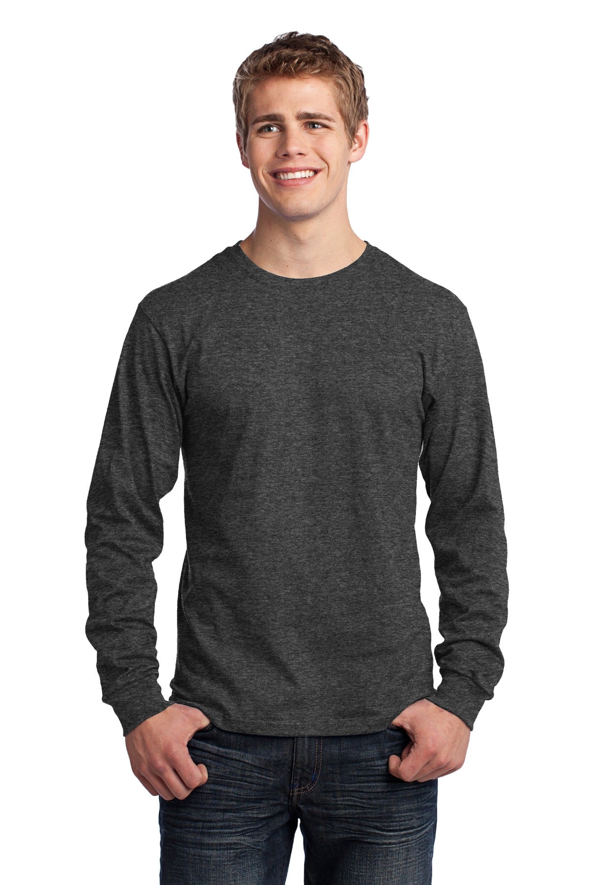 Custom Embroidered - Port & Company® - Long Sleeve Core Cotton Tee. PC54LS